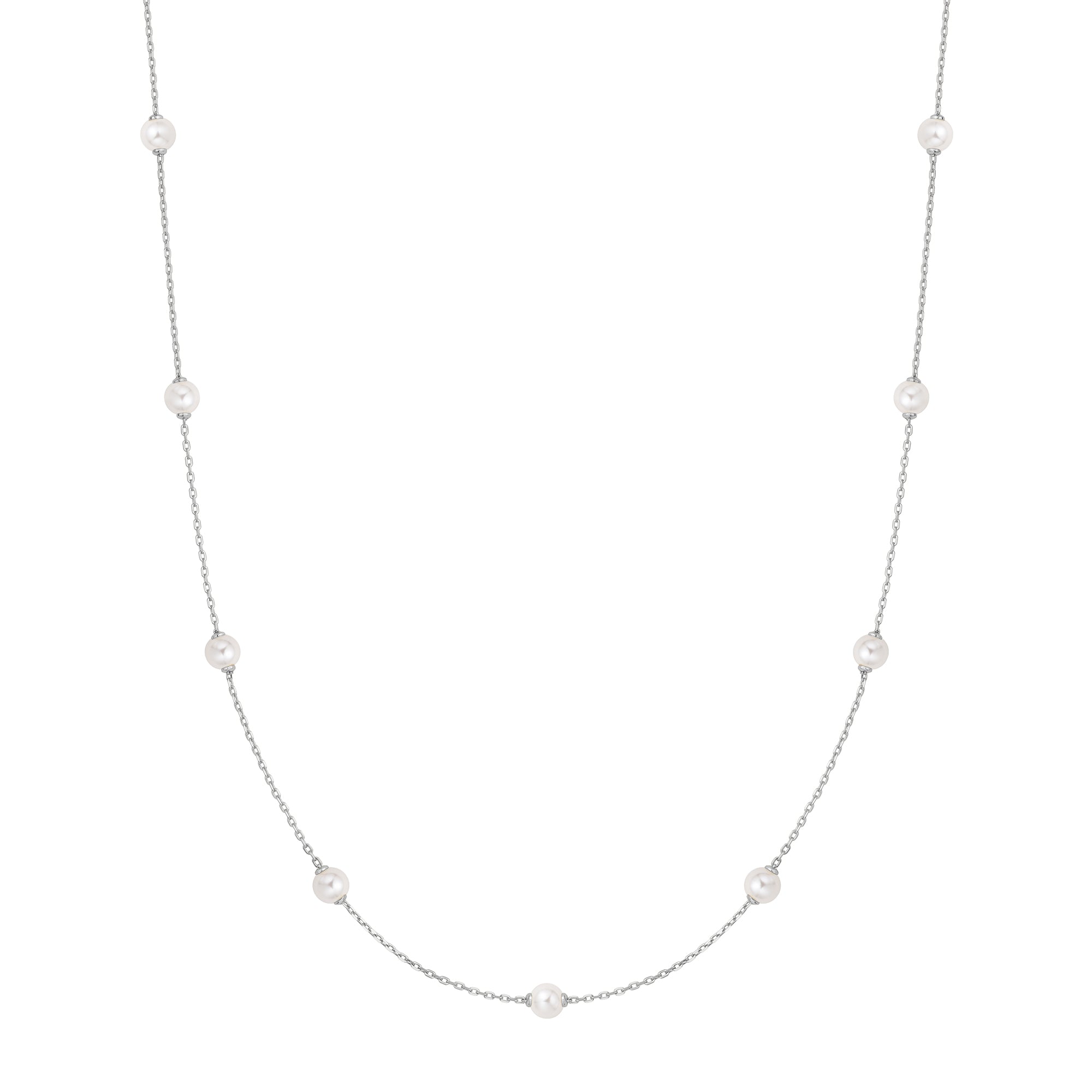 Ania Haie Silver Shell Pearl Station Chain Necklace