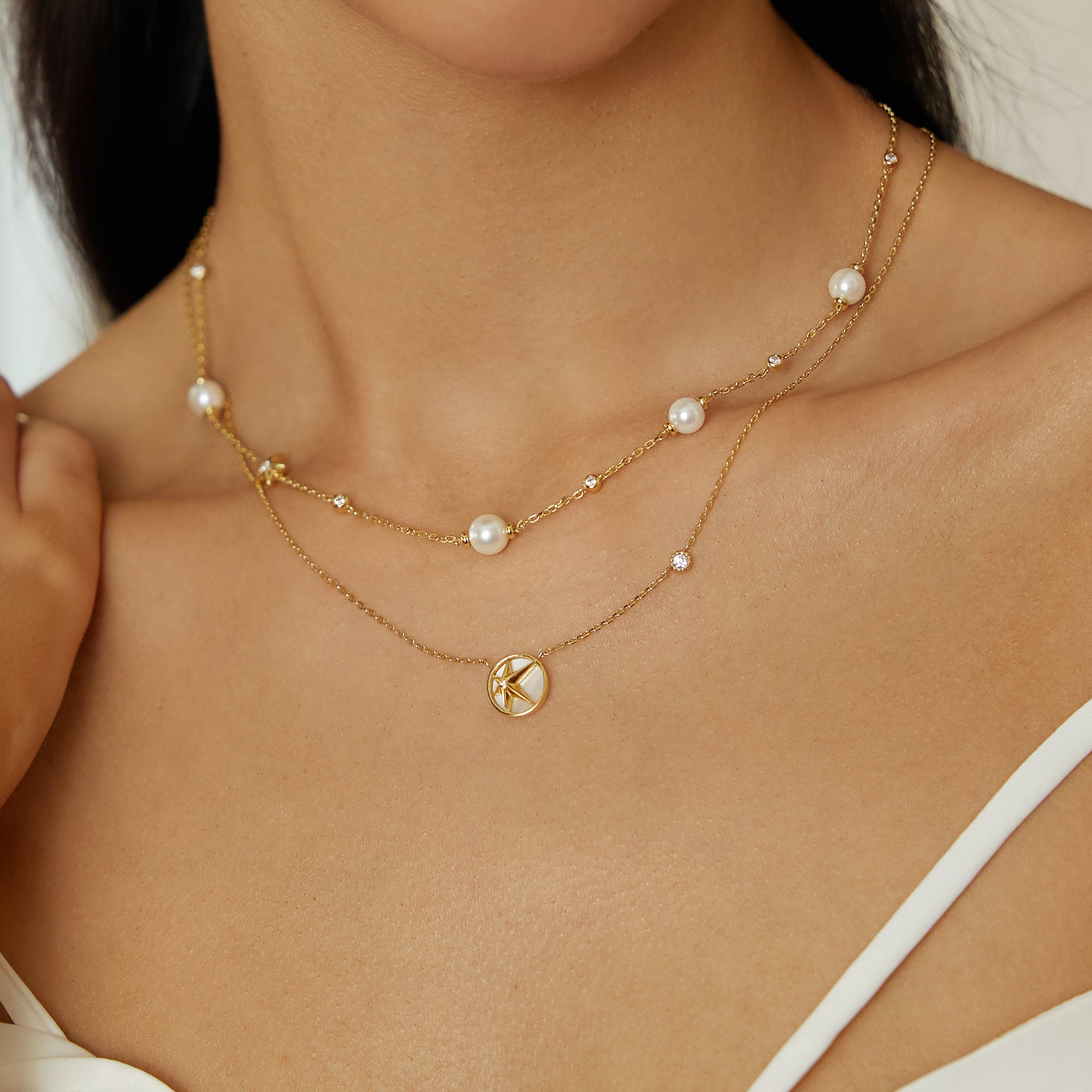 Ania Haie Gold Starry Mother of Pearl Necklace