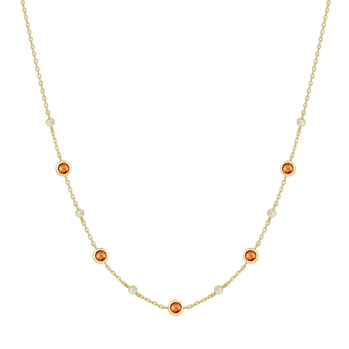 Gold Nano Gem Station Necklace