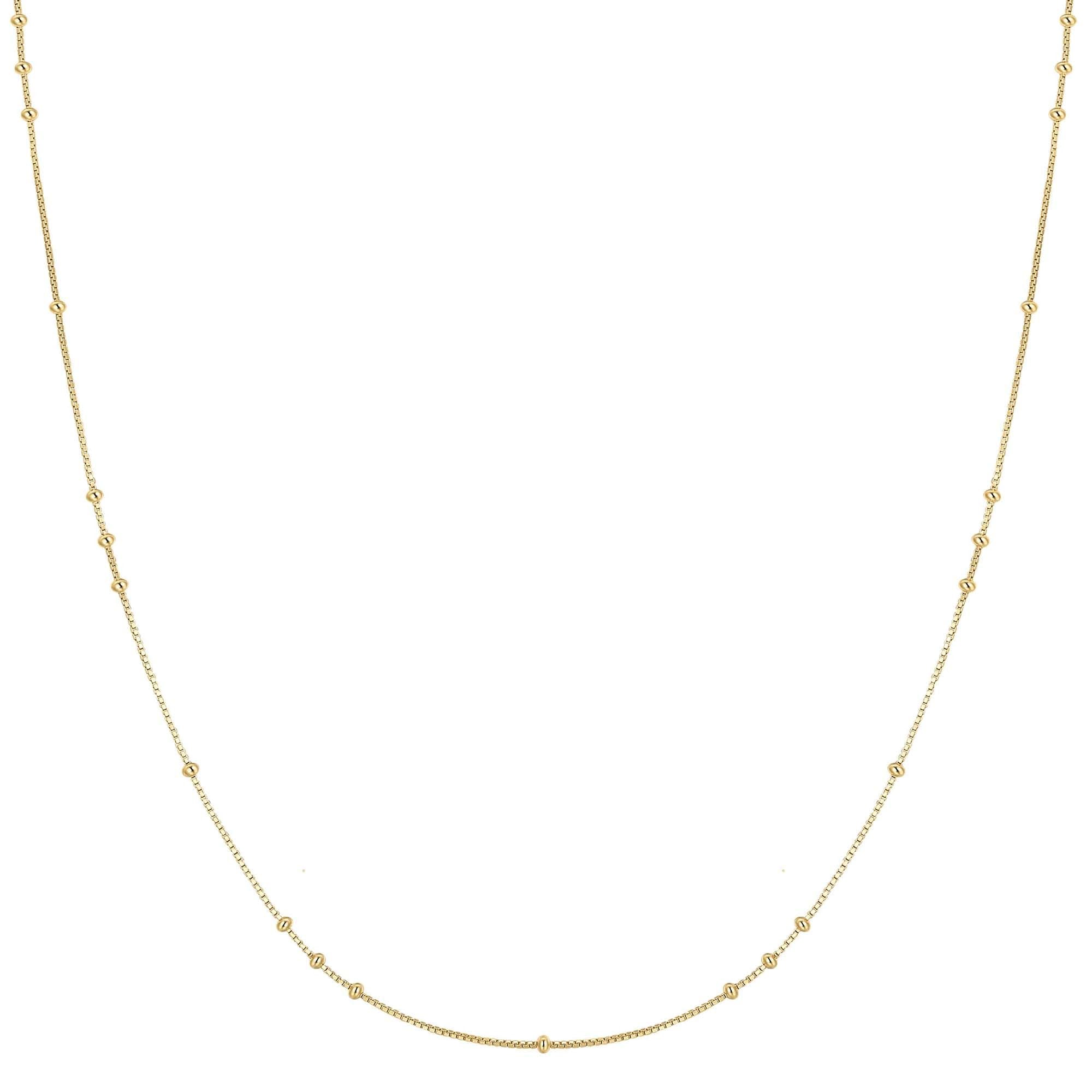Gold Mini Bead Station Necklace