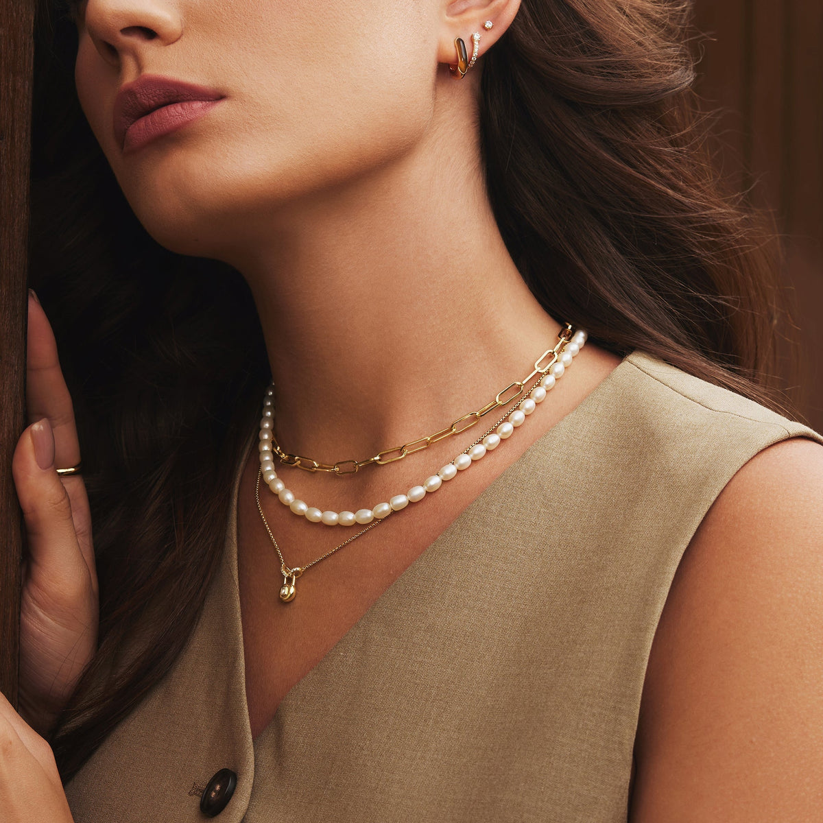 Ania Haie Gold Pearl Beaded Necklace