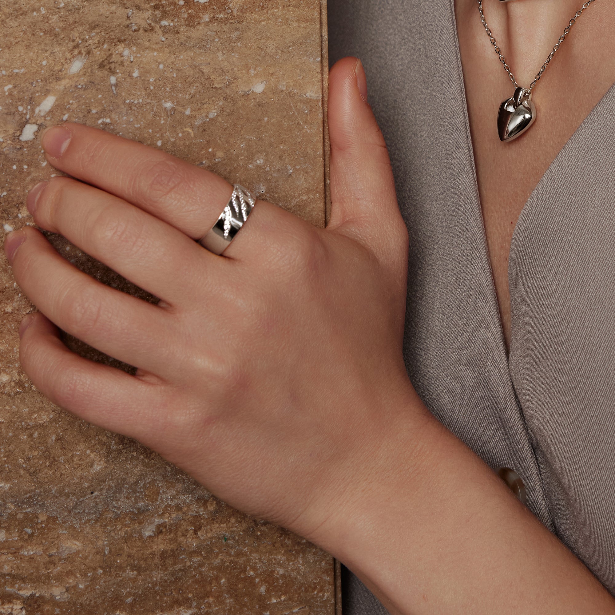 Ania Haie Silver Tiger Stripe Band