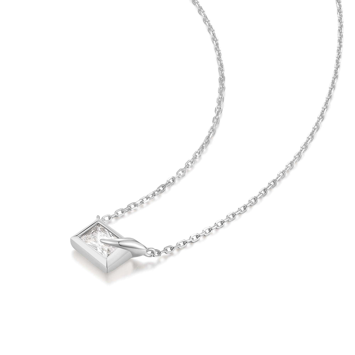 Ania Haie Silver Sparkling Bezel-Set Cube Necklace