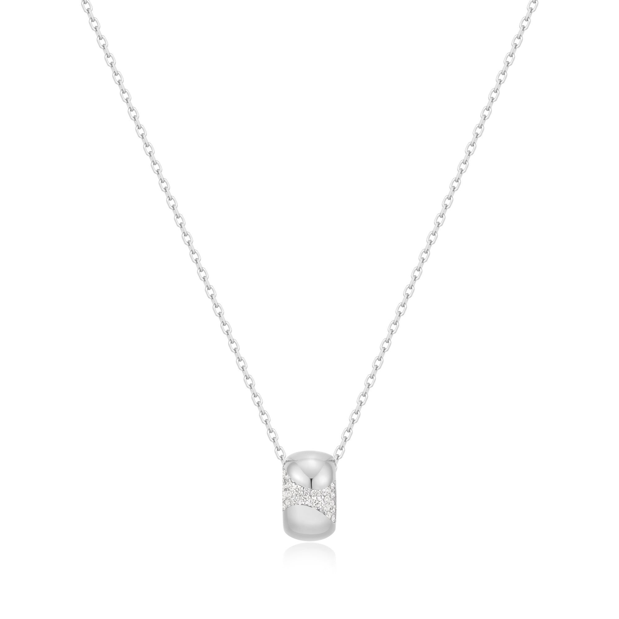 Ania Haie Silver Puffed Rivulet Pave Necklace