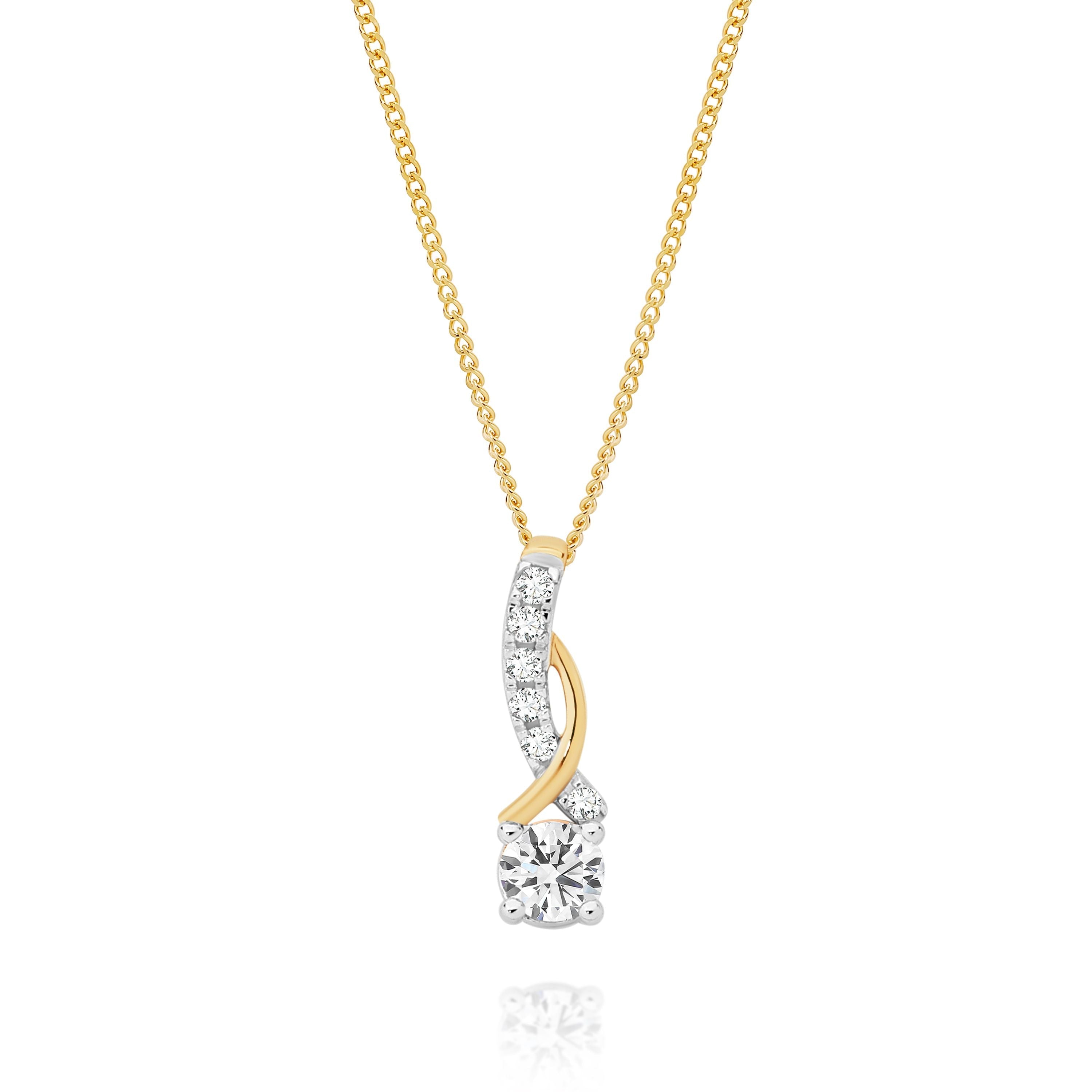 9ct Yellow Gold 0.30ct Lab Grown Diamond Crossover Pendant