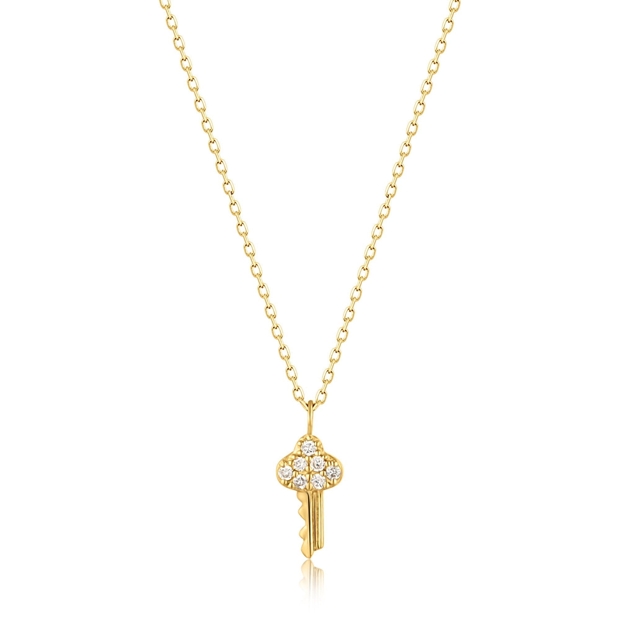 Ania Haie 14ct Gold Natural Diamond Key Necklace
