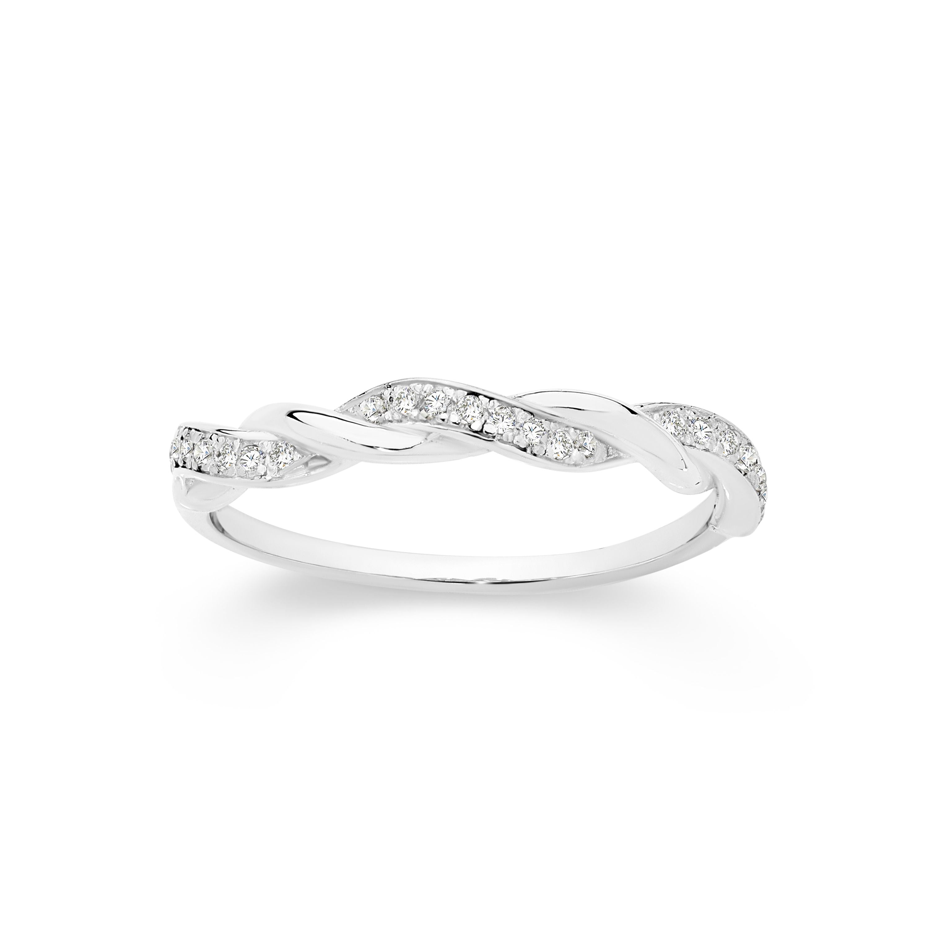 Silver Rope Twist cubic zirconia Ring