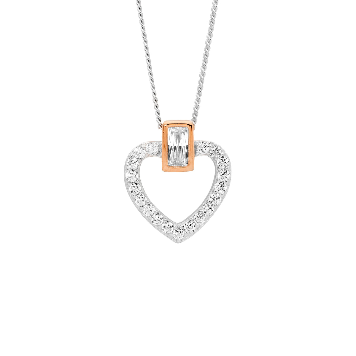 Rose Gold Plated Sterling Silver Cubic Zirconia Pendant