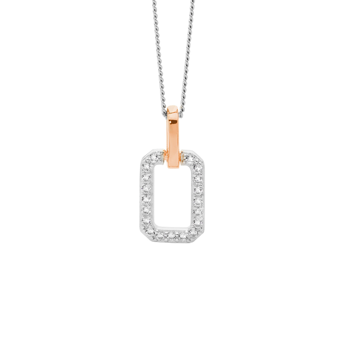 Rose Gold Plated Sterling Silver Cubic Zirconia Pendant