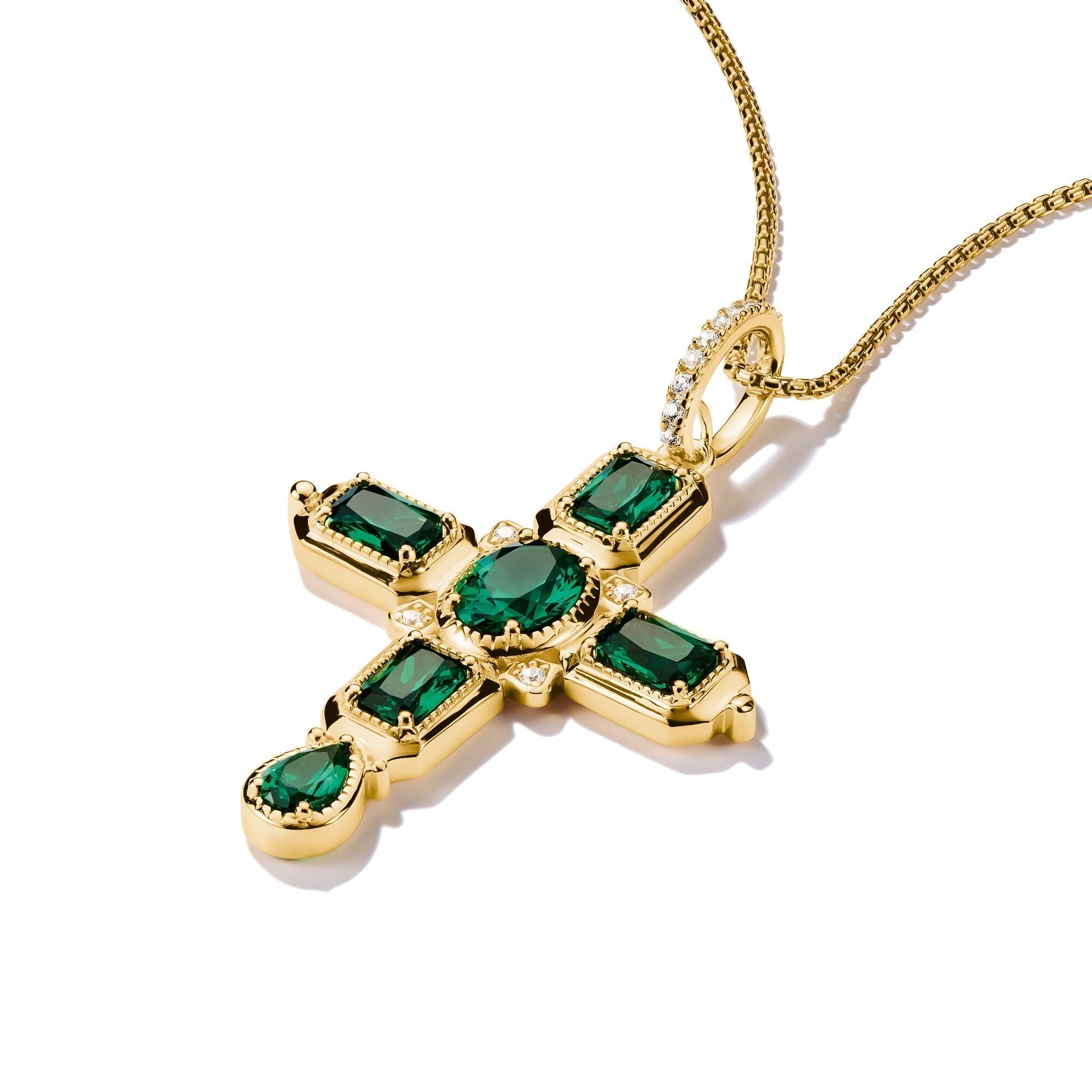 THOMAS SABO Cross Pendant with Green Zirconia Stones