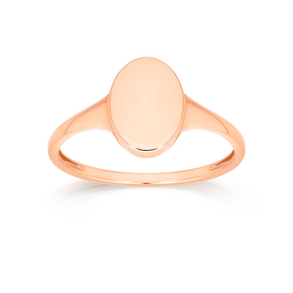 9ct rose gold polished oval engravable signet ring