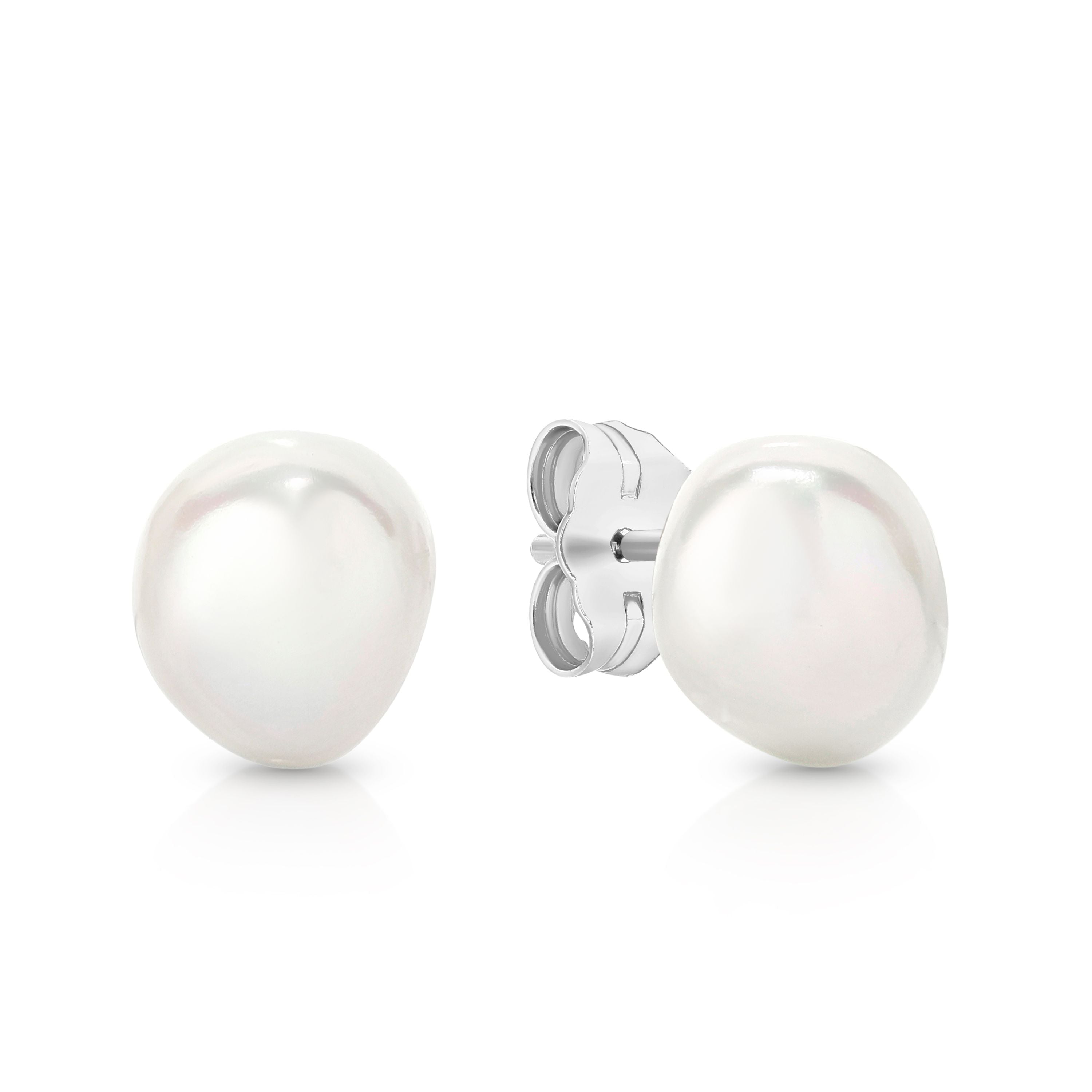 Silver Keshi Pearl Studs
