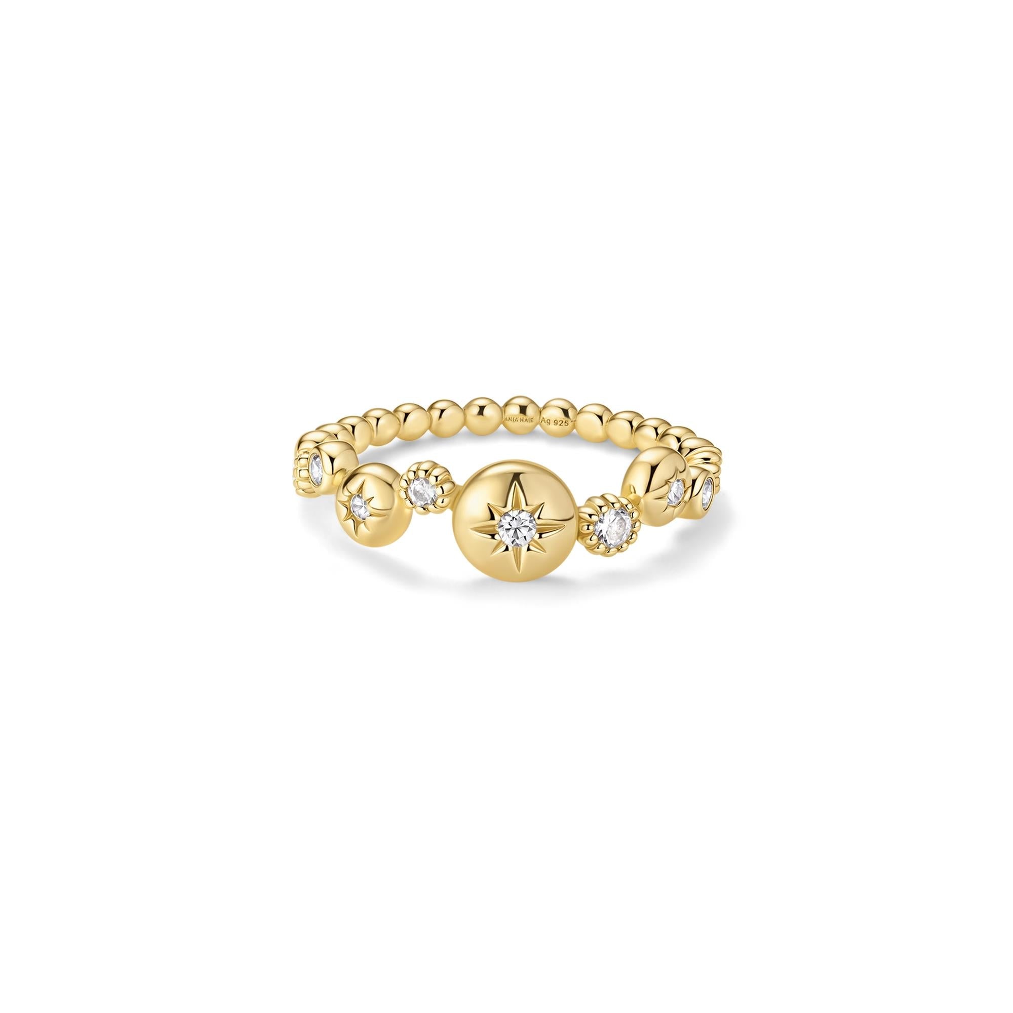 Ania Haie Gold Starburst Zig-Zag Beaded Ring