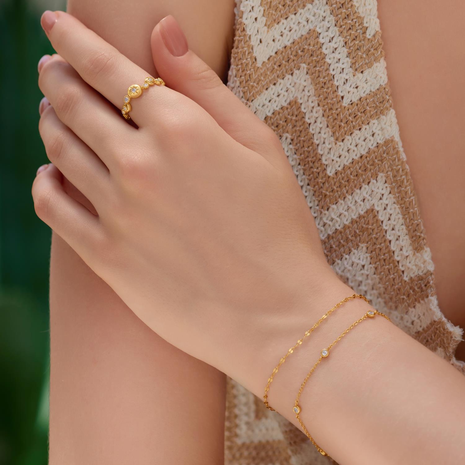 Ania Haie Gold Starburst Zig-Zag Beaded Ring