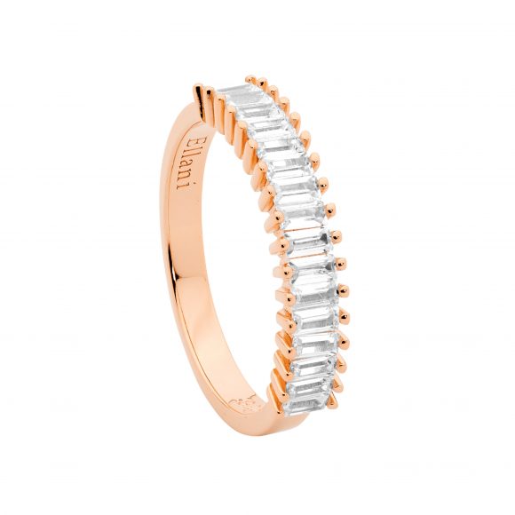 Rose Gold Plated Sterling Silver Cubic Zirconia Ring