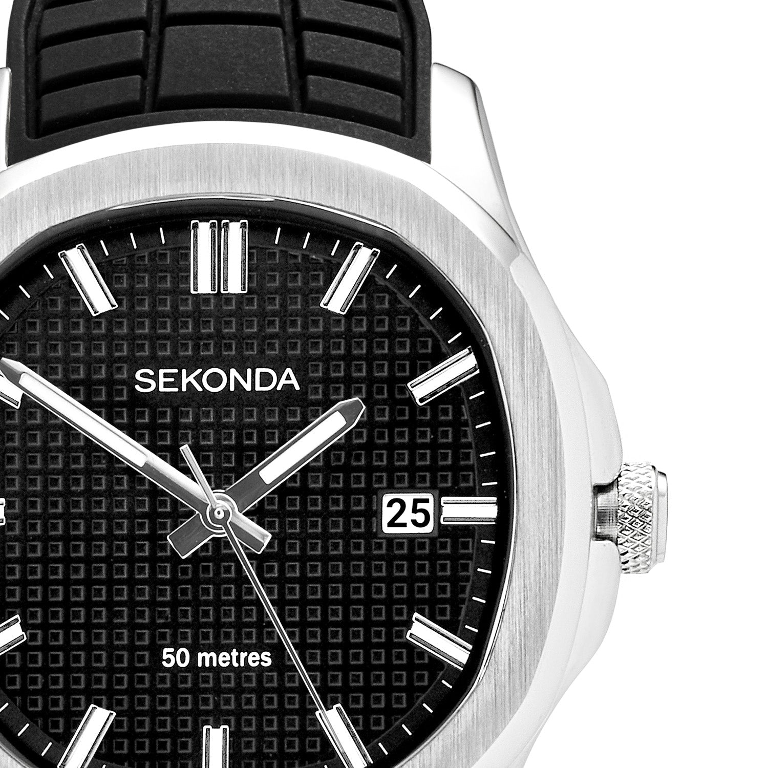 Sekonda Mens Octaire Black Dial Black Rubber 40mm Watch