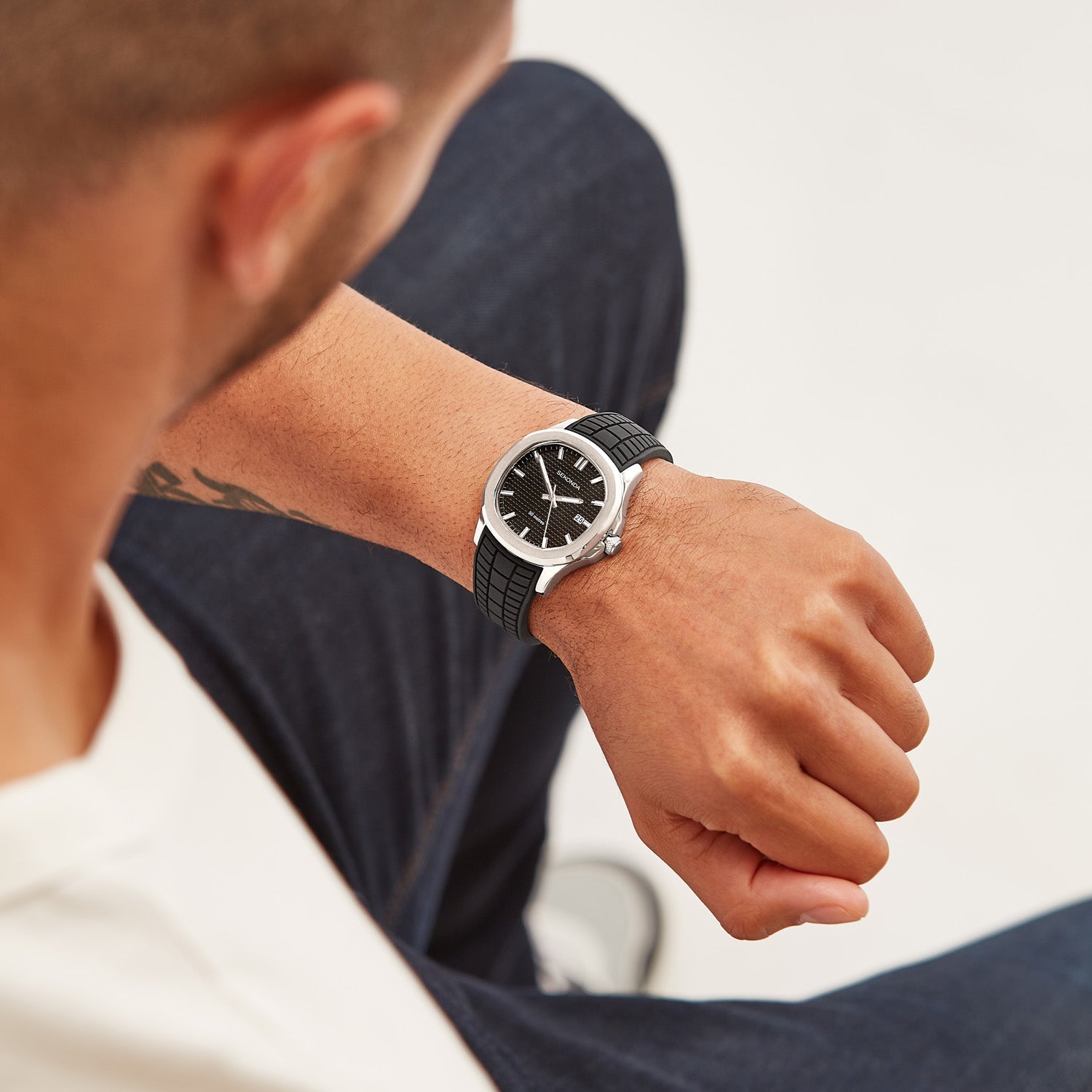 Sekonda Mens Octaire Black Dial Black Rubber 40mm Watch