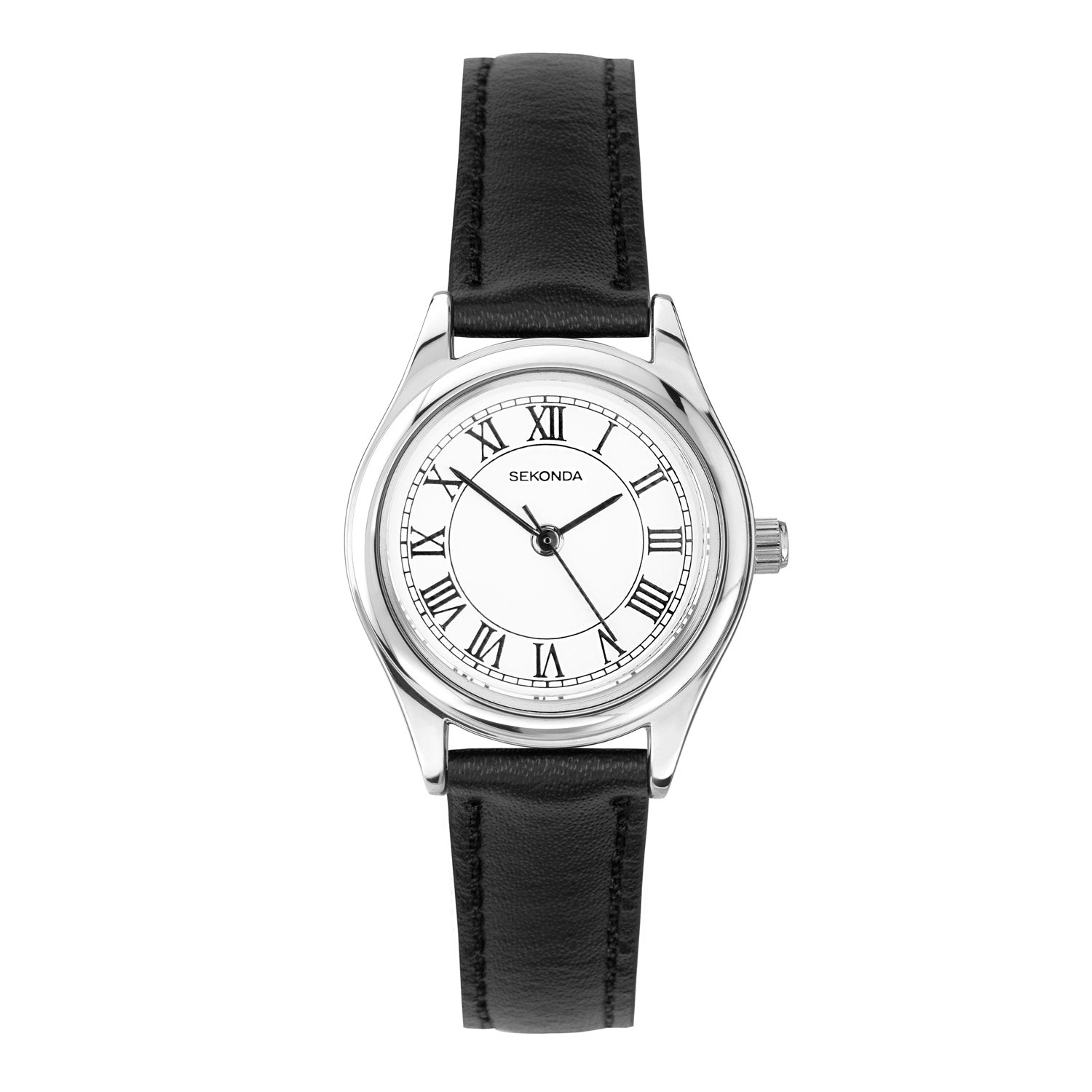 Sekonda Womens Evans White Dial Black Leather Strap 25mm Watch