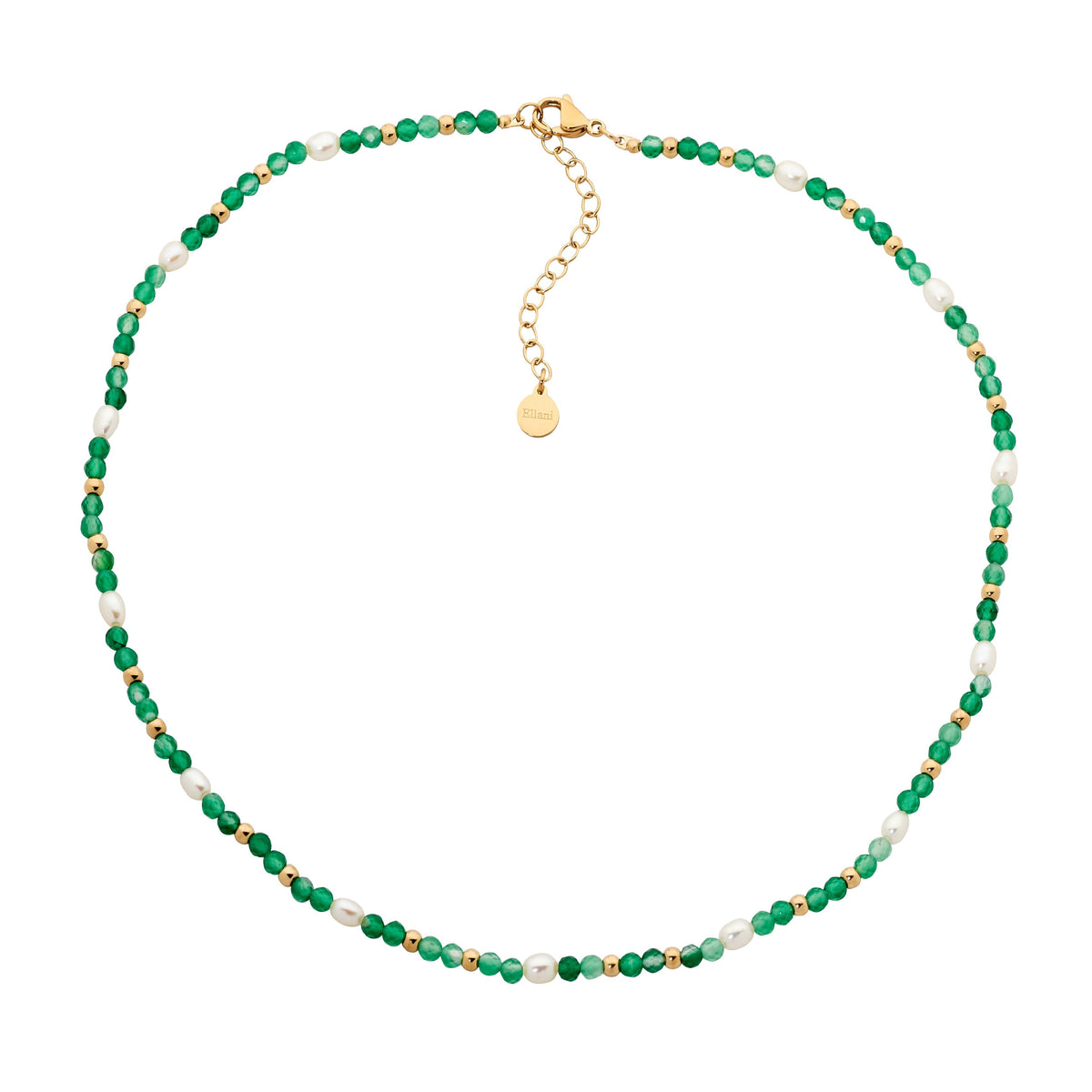 Stainless Steel Aventurine & Pearl Necklace