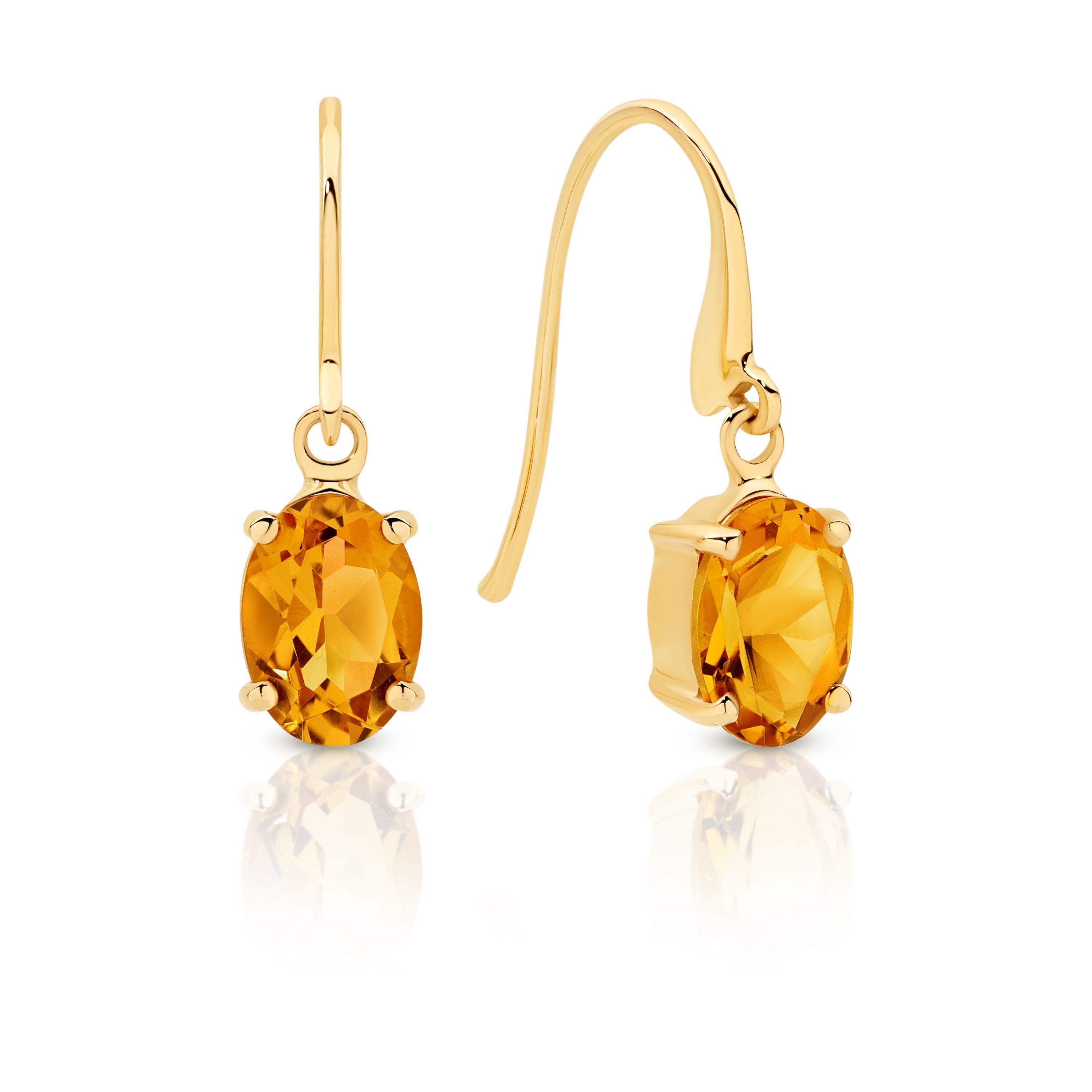 9ct Yellow Gold Citrine Drop Earrings