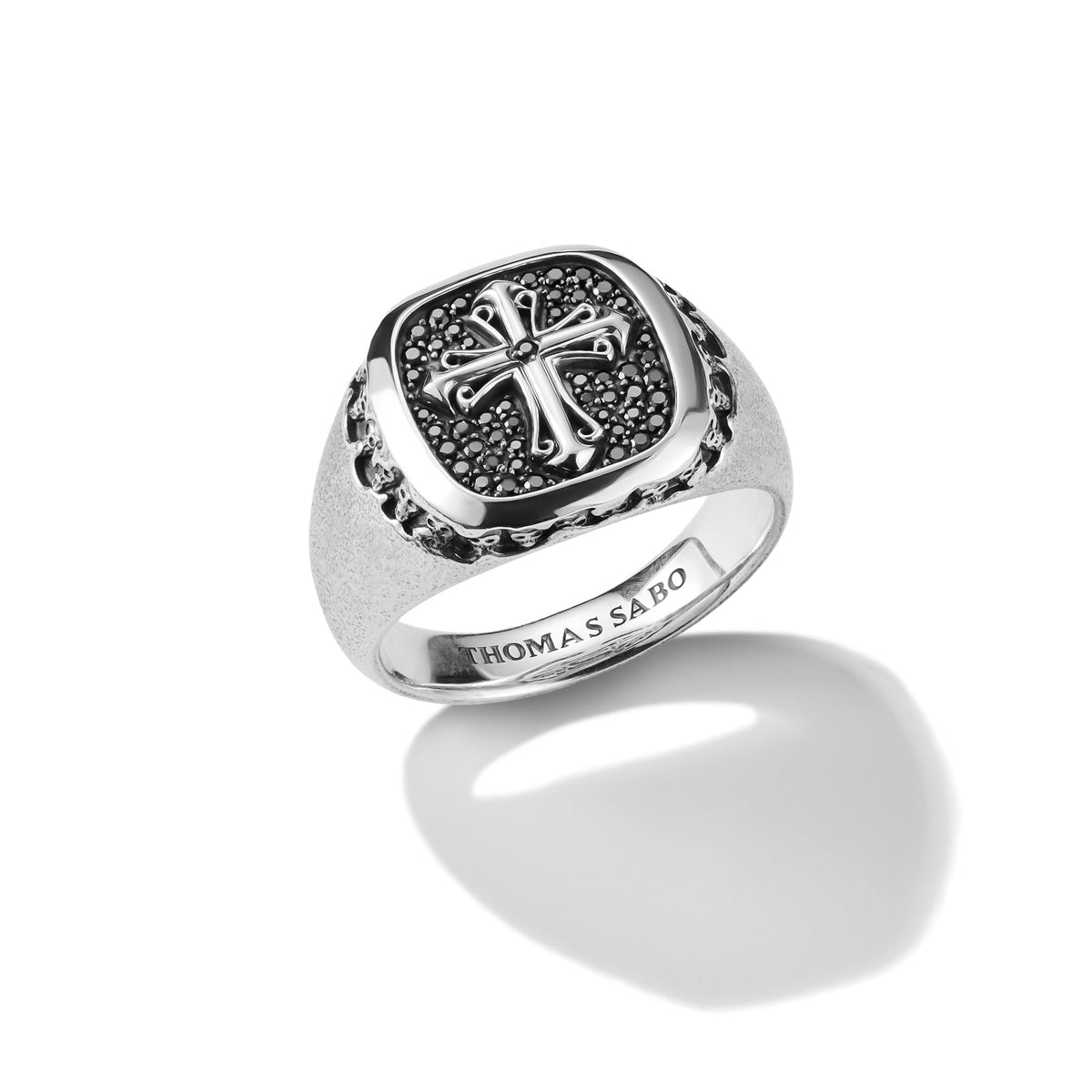 THOMAS SABO Signet Ring Cross Black Zirconia
