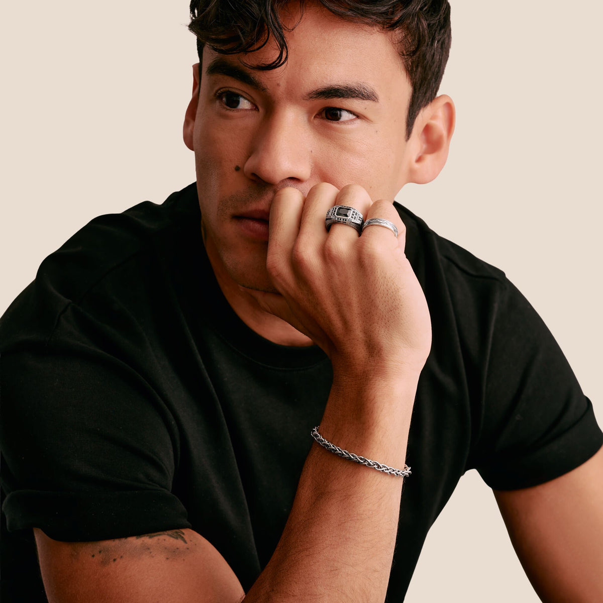 THOMAS SABO Band Ring with Engraved Pattern