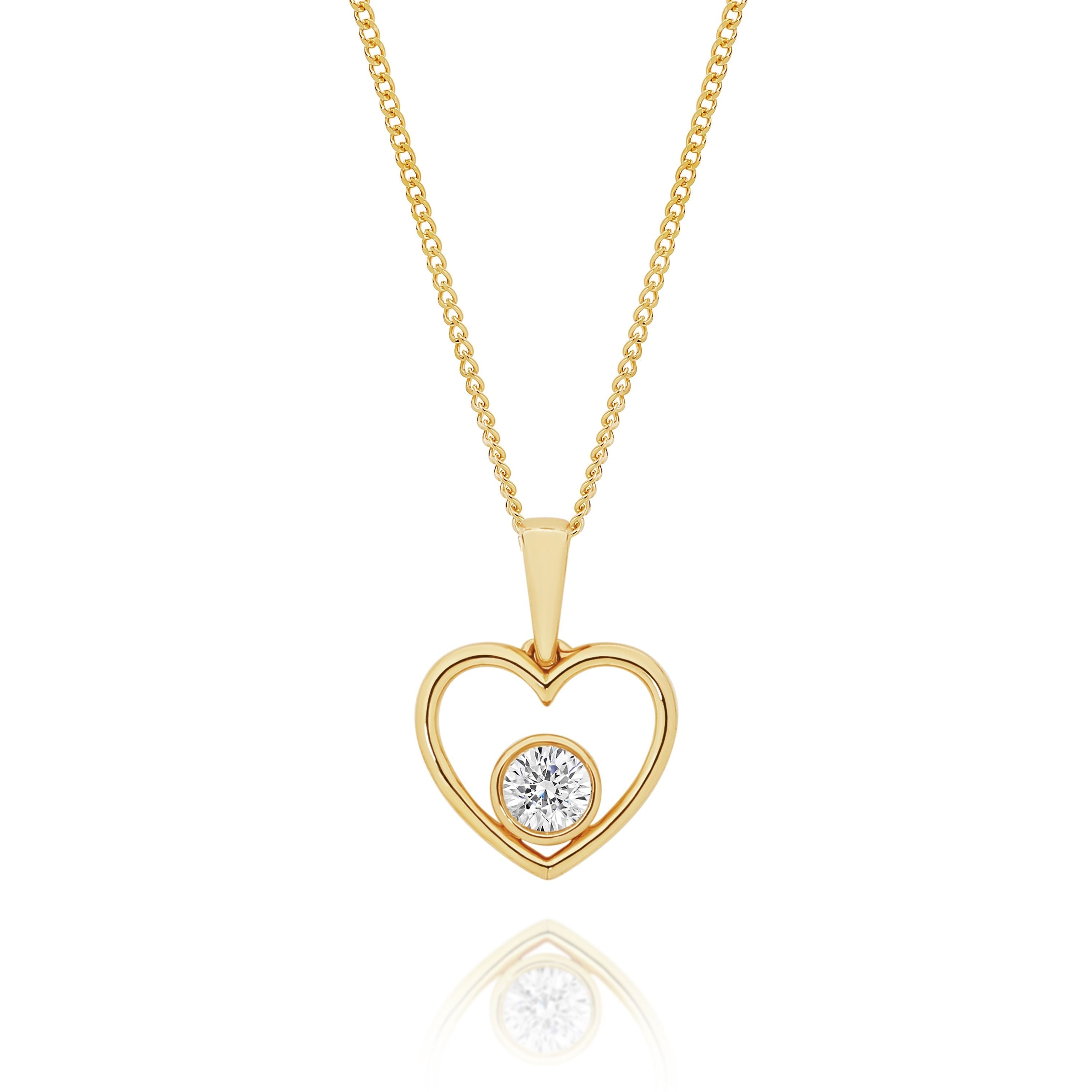 9ct Yellow Gold 0.15ct Lab Grown Diamond Heart Pendant
