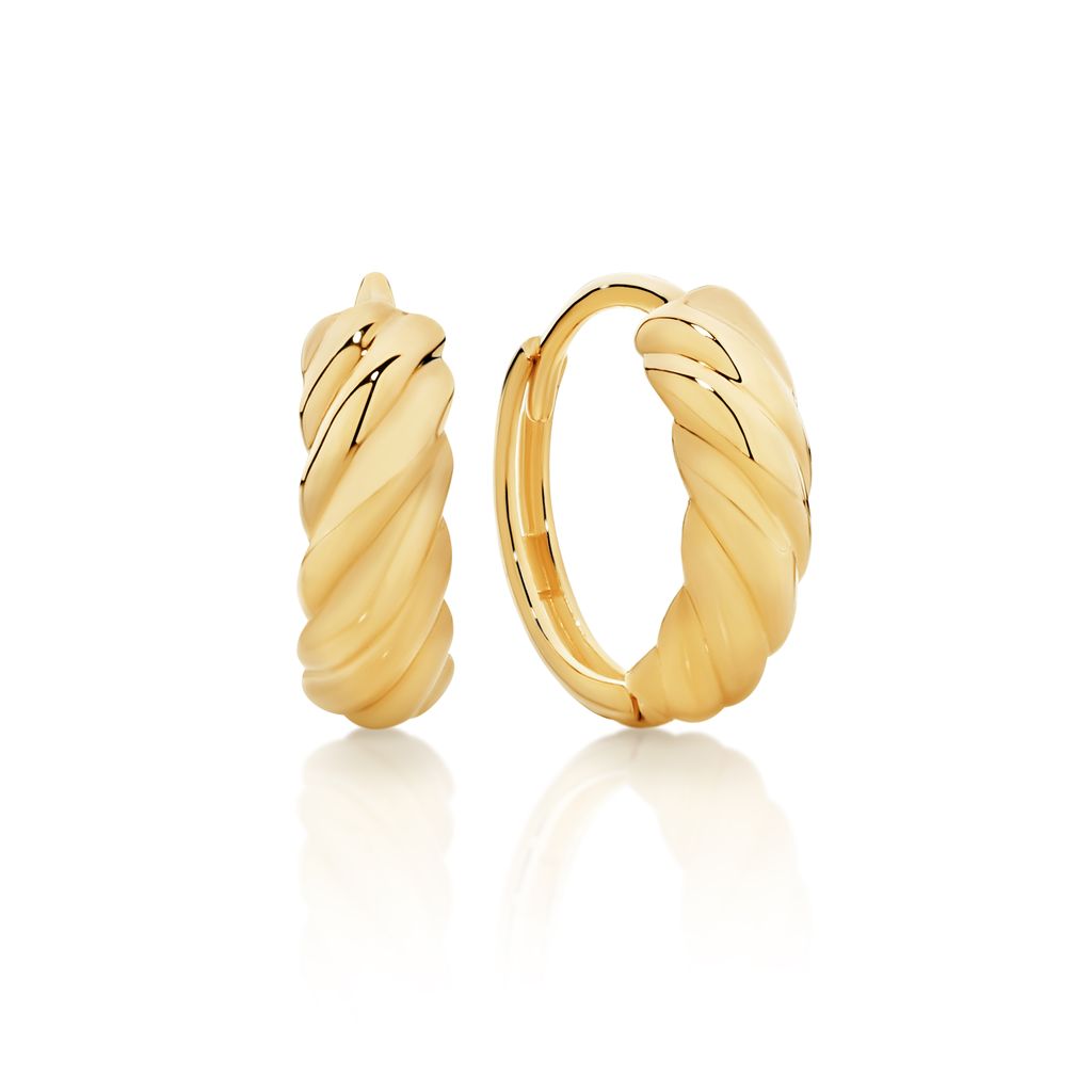 9ct gold wide twist huggies
