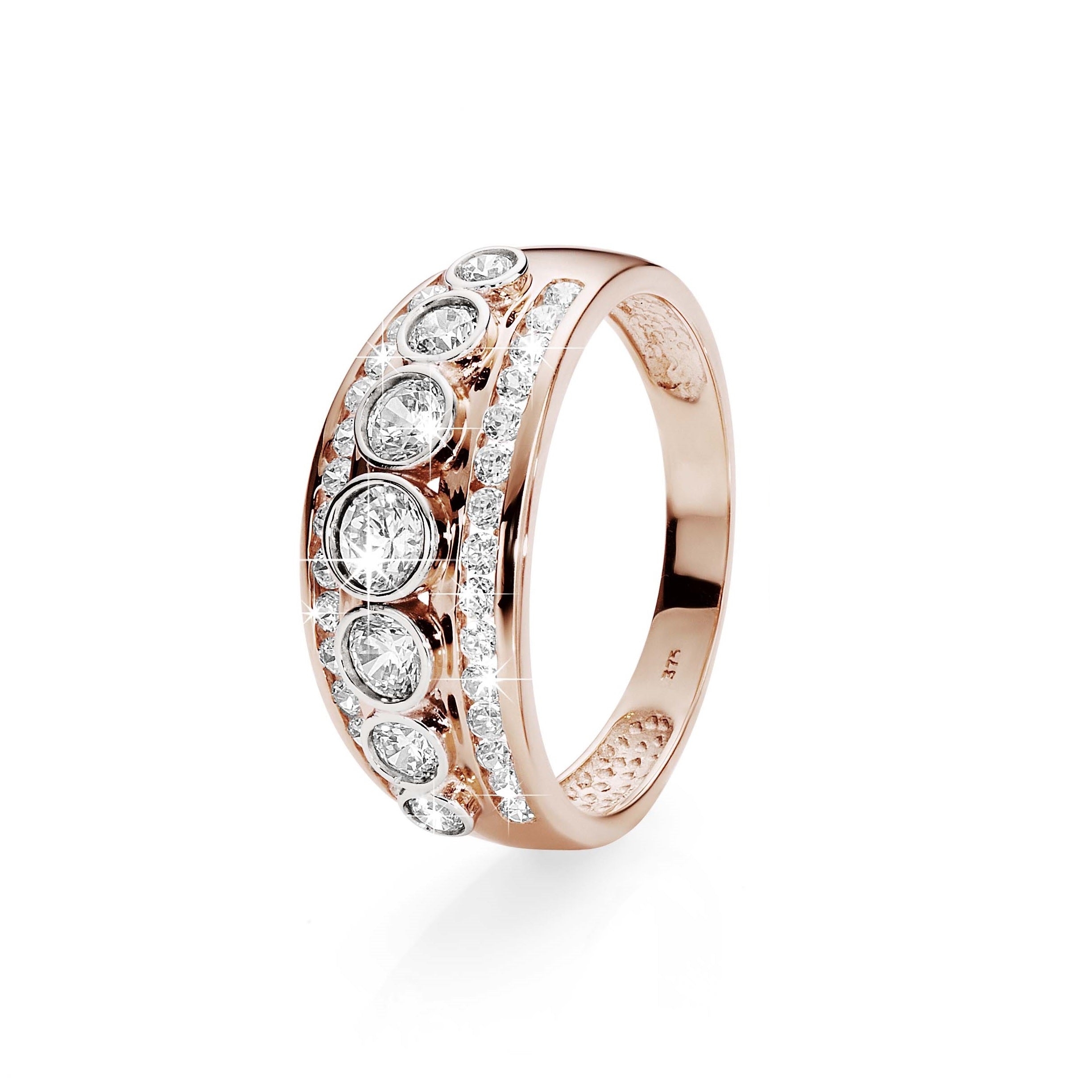 9ct rose gold stone set bezel ring