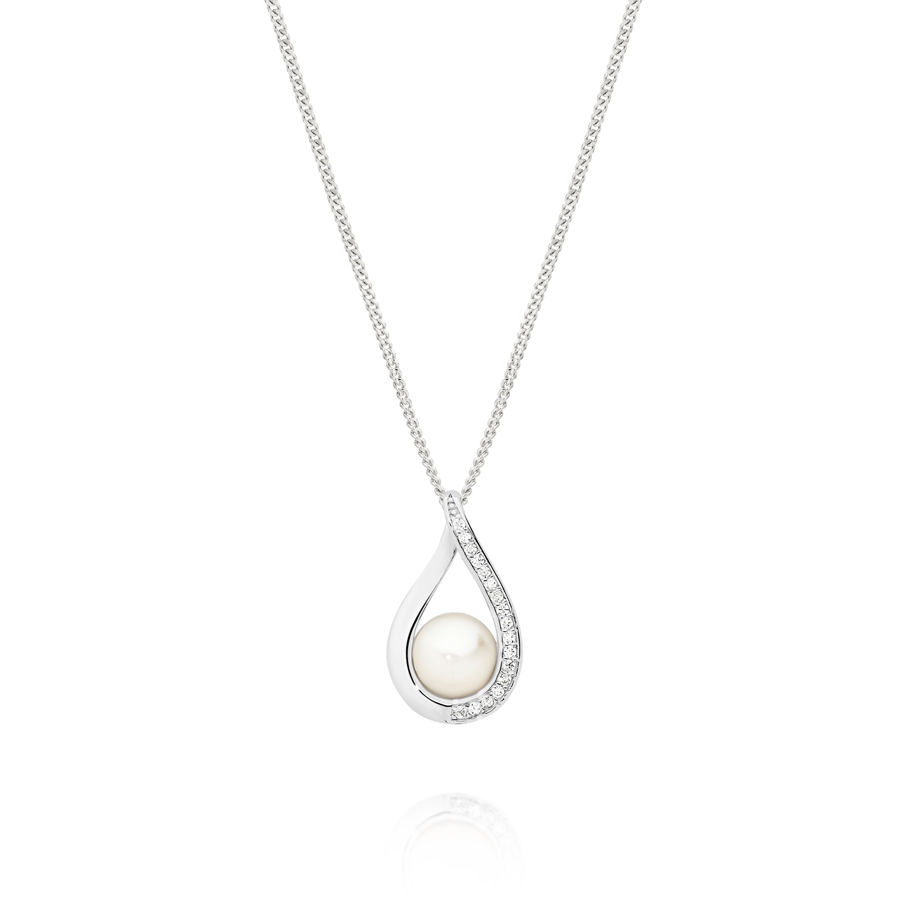 Silver Freshwater Pearl cubic zirconia Pendant
