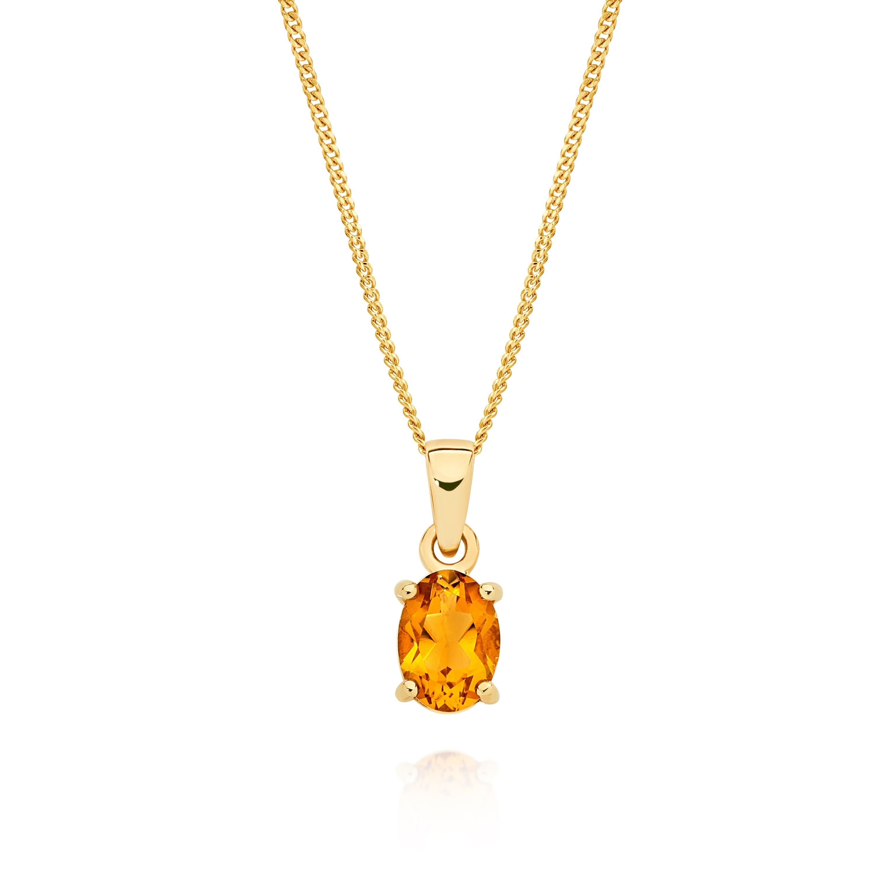 9ct Yellow Gold Oval Citrine Pendant