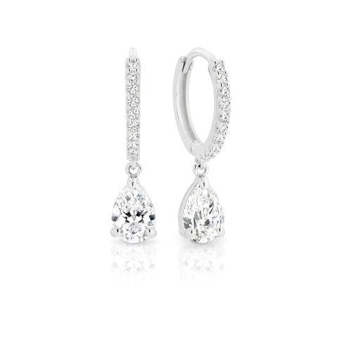 9ct White Gold 10mm Cubic Zirconia Huggie Earrings