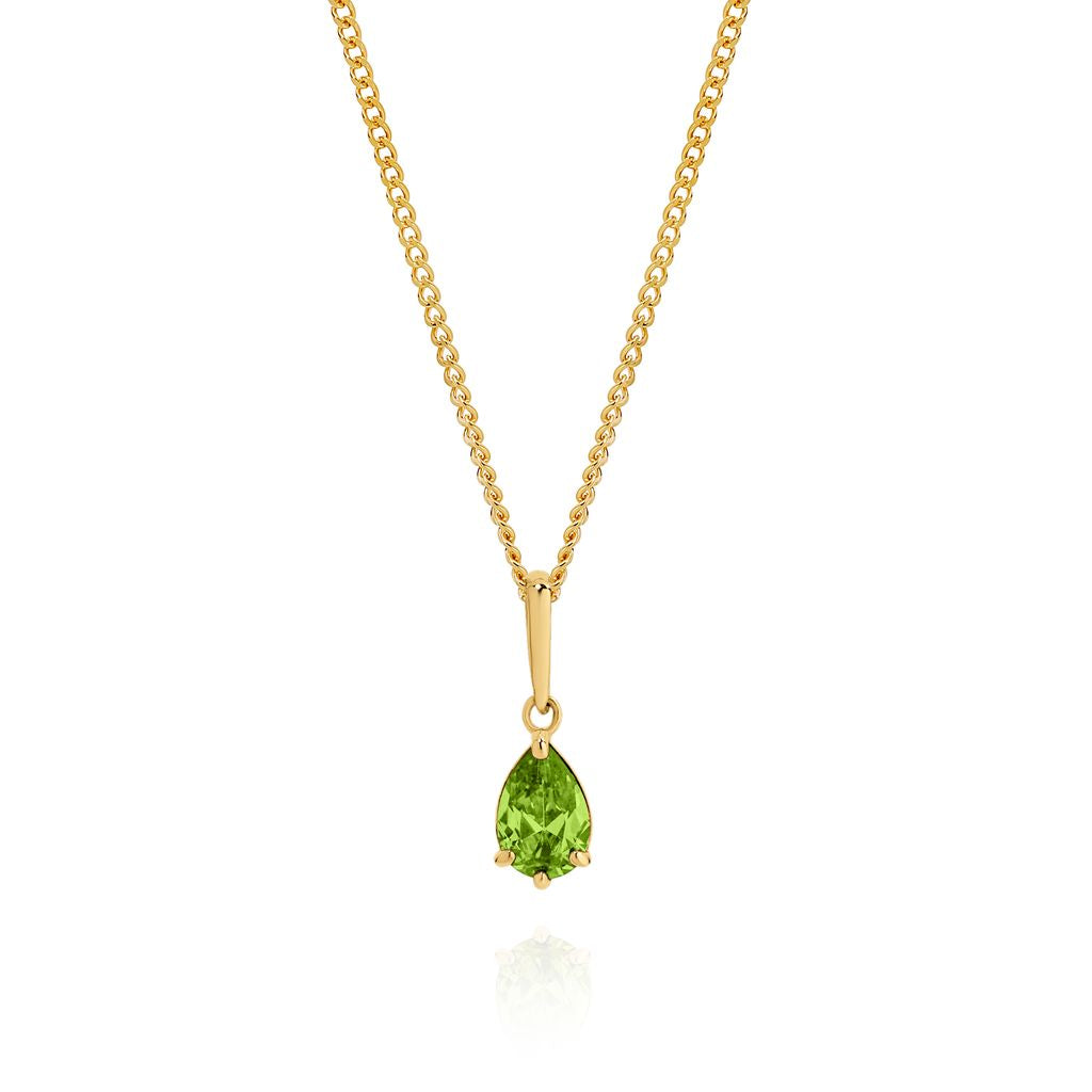 9ct gold peridot colour cubic zirconia pendant