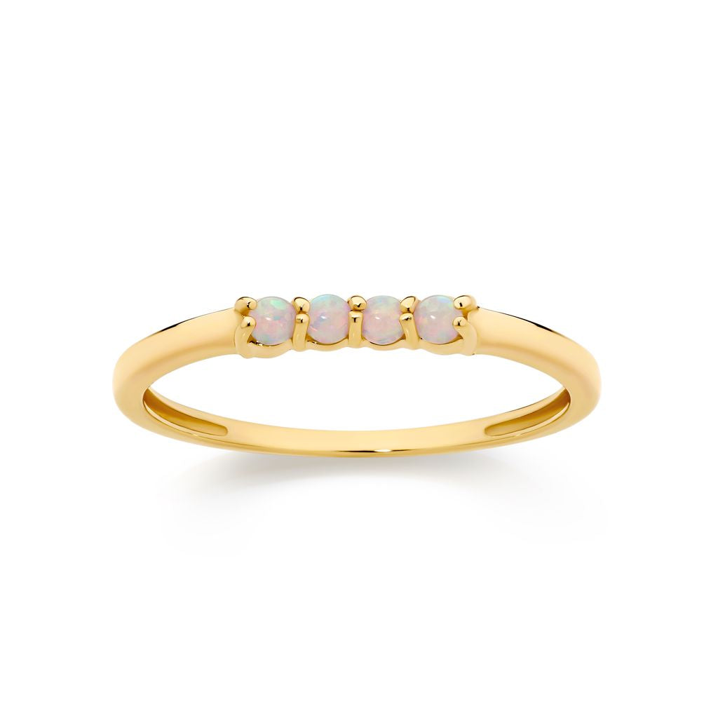 9ct gold claw set synthetic opal ring