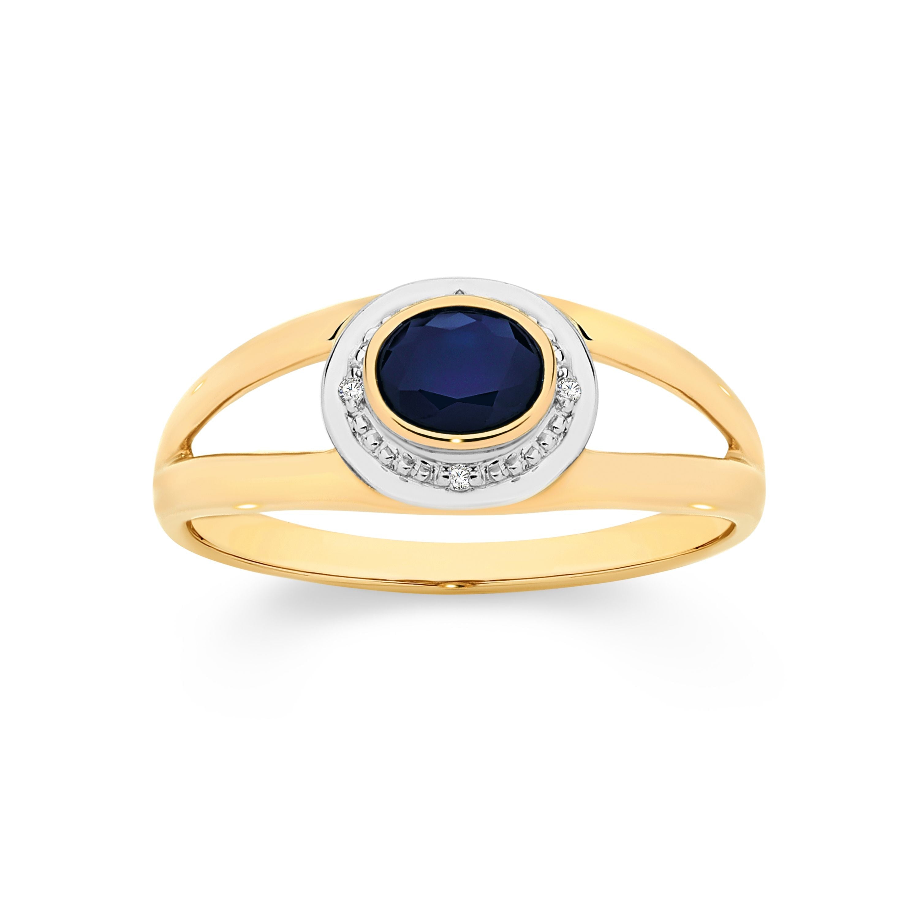 9ct Yellow Gold Bezel Set Sapphire Ring