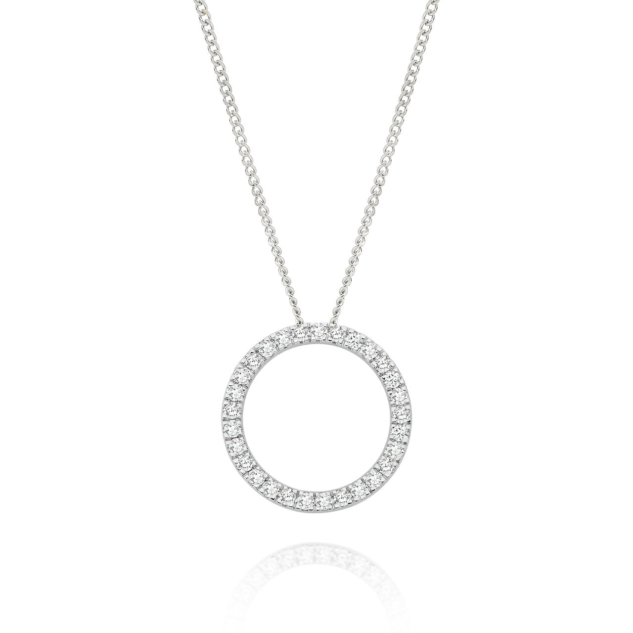 9ct white gold 1.00ct lab grown diamond circle pendant
