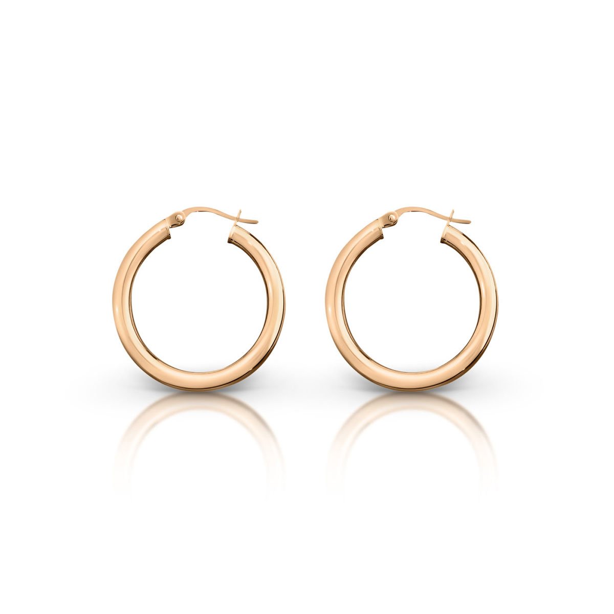 9ct Rose Gold 2.5mm Plain Round Hoop Earrings