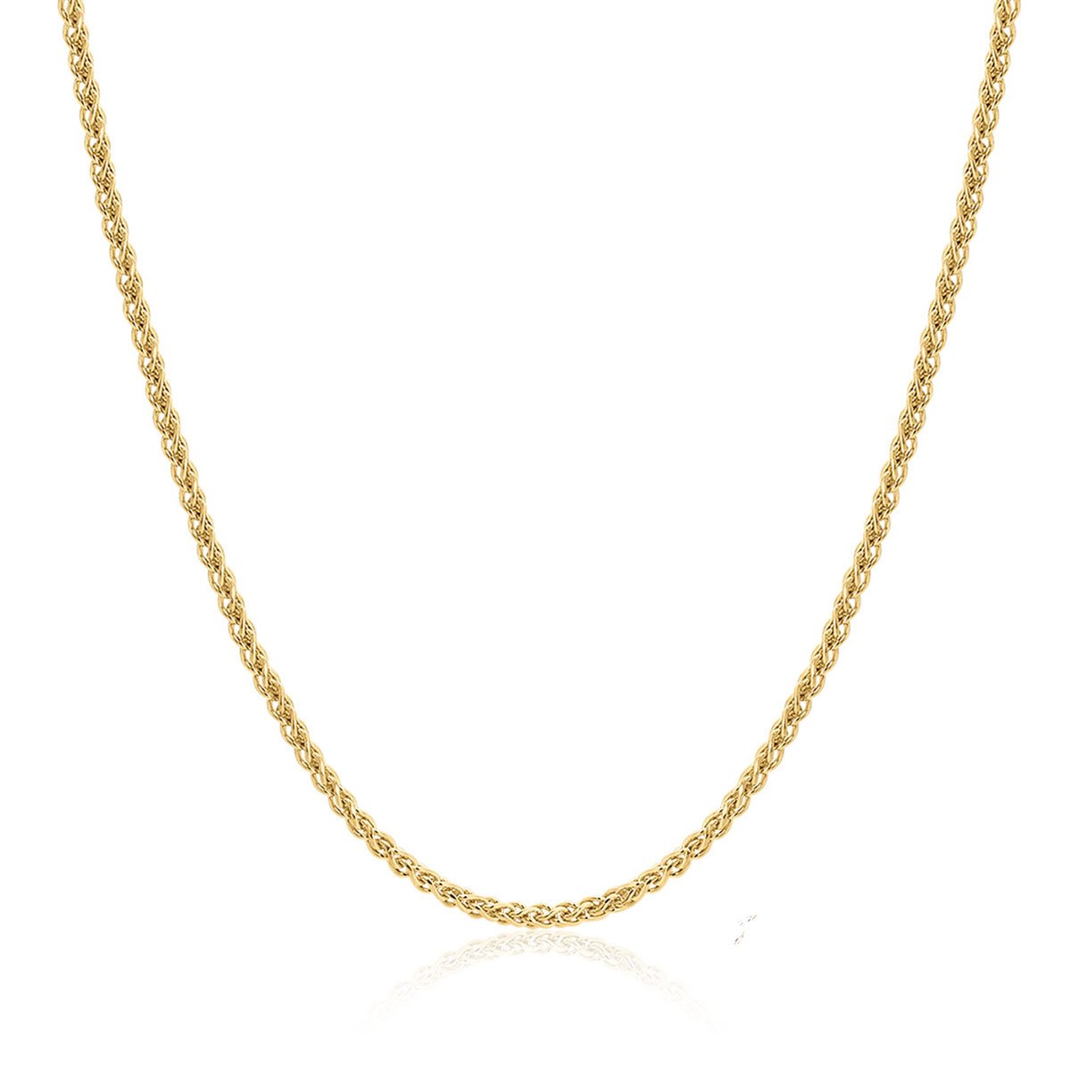 9ct Yellow Gold 1.7mm Round Diamond Cut Magic Wheat Link Adjustable Chain