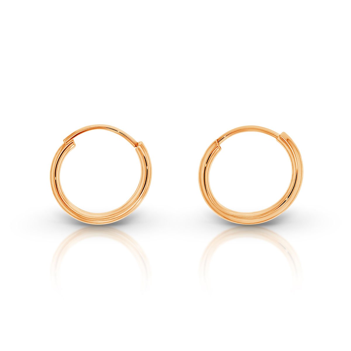 9ct Rose Gold 10mm Plain Sleeper Earrings