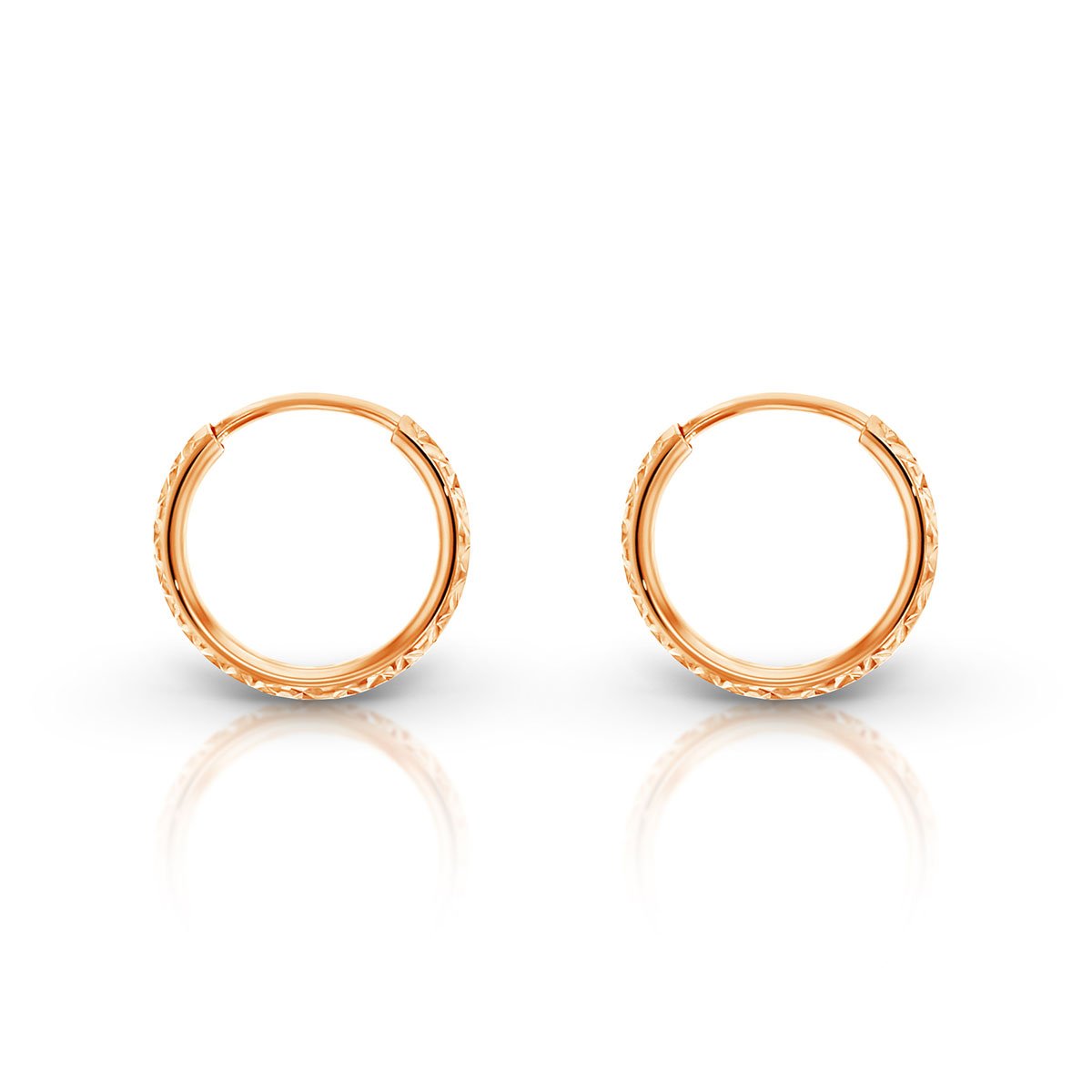 9ct Rose Gold 10mm Diamond Cut Sleeper Earrings