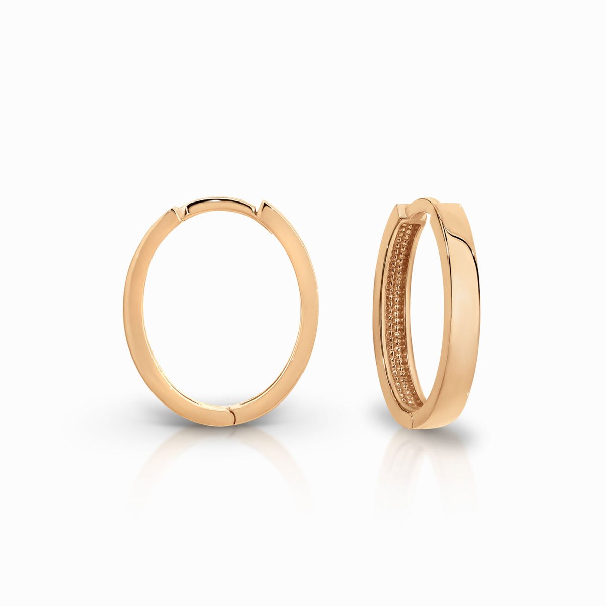 9ct Rose Gold 10mm Oval Huggie Earrings