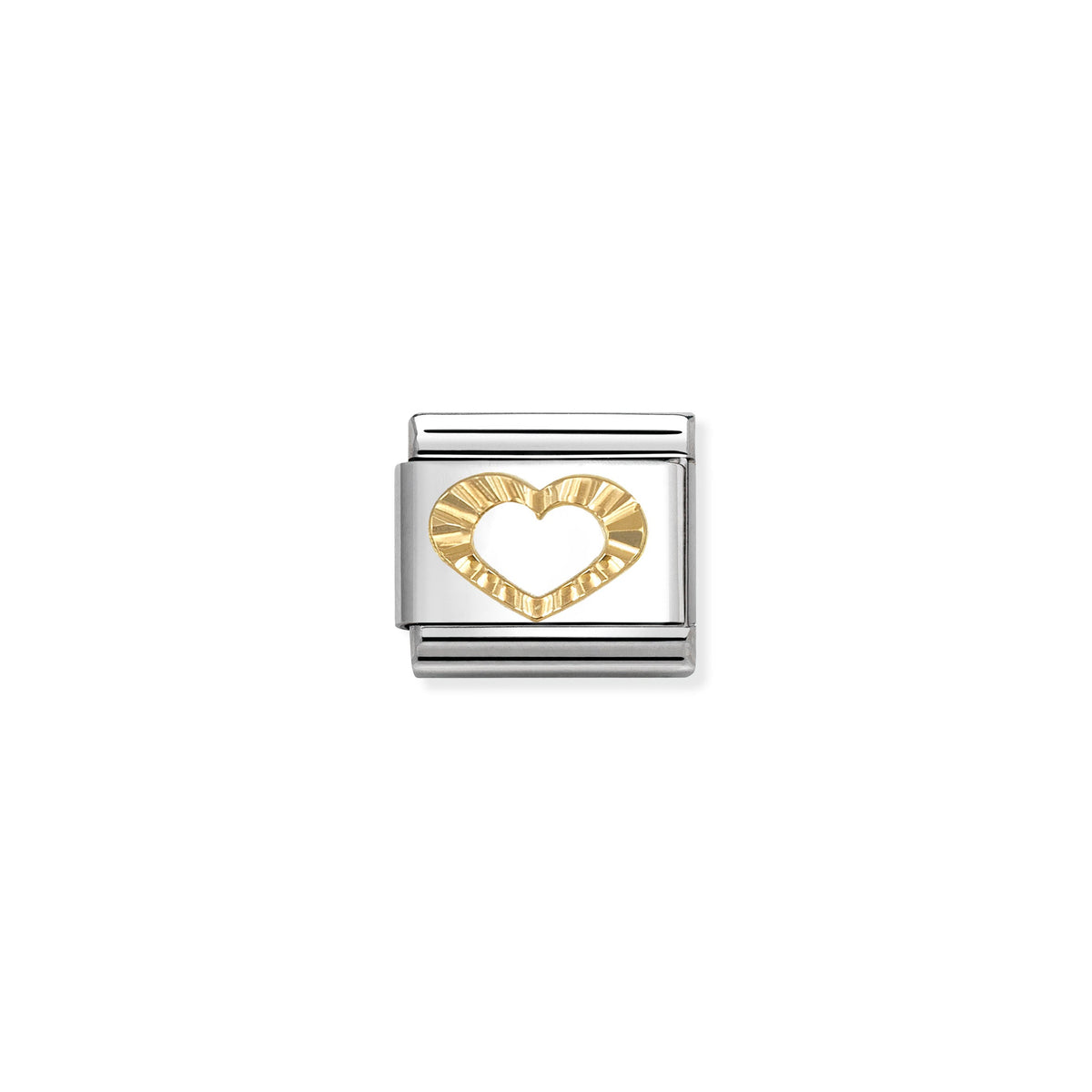 NOMINATION Composable Classic Link 030149/63 Etched Detail Heart in 18ct Gold