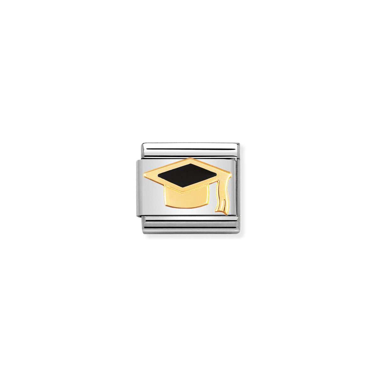 NOMINATION Composable Classic Link 030223/08 Black Graduation Hat in 18ct Gold and Enamel
