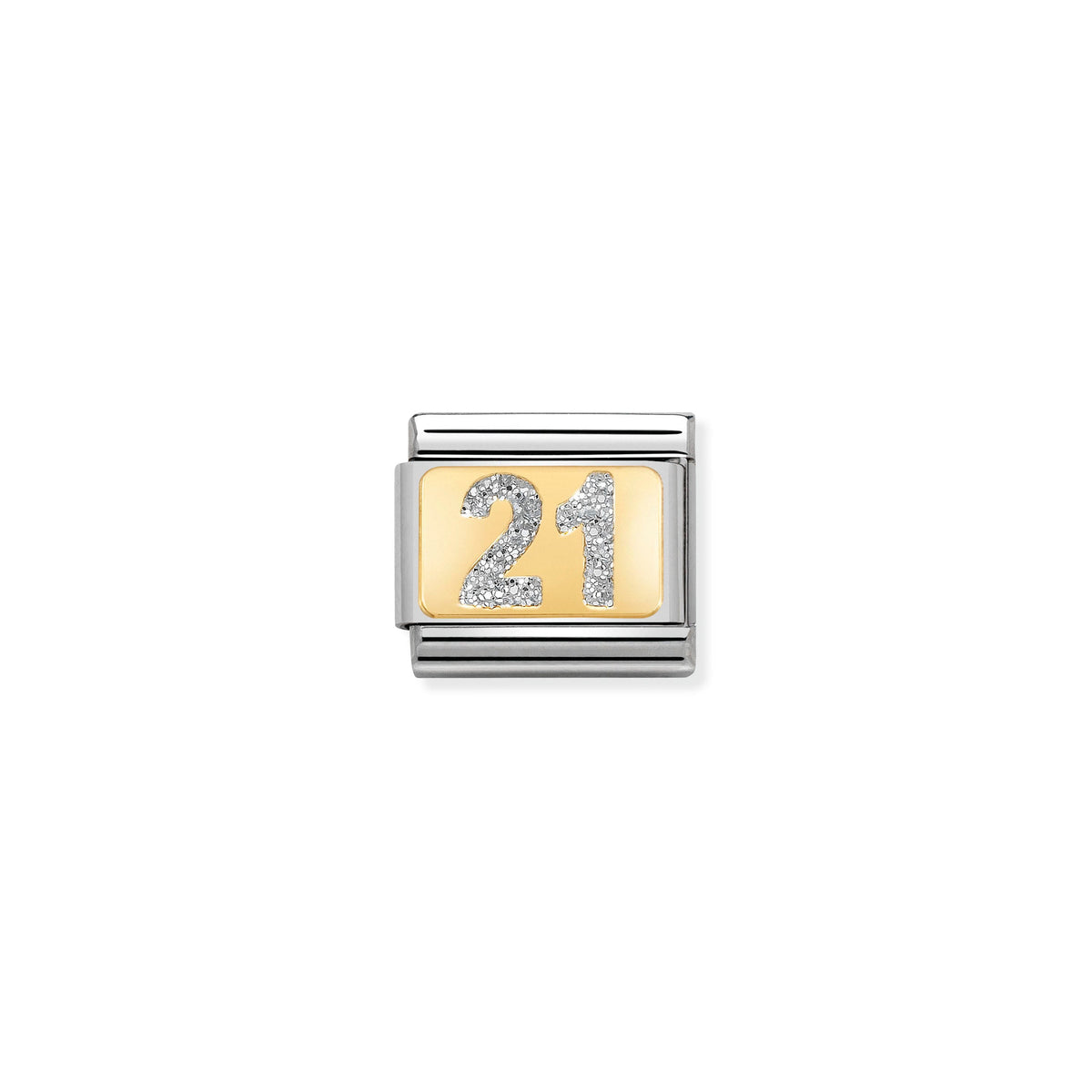 NOMINATION Composable Classic Link 030224/02 Number 21 with Glitter in 18ct Gold