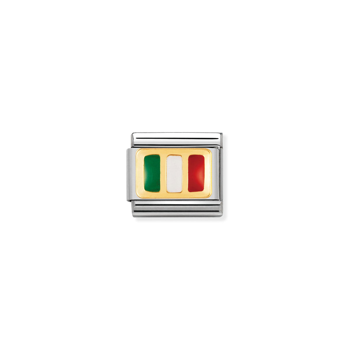 NOMINATION Composable Classic Link 030234/21 Italy Flag in 18ct Gold and Enamel
