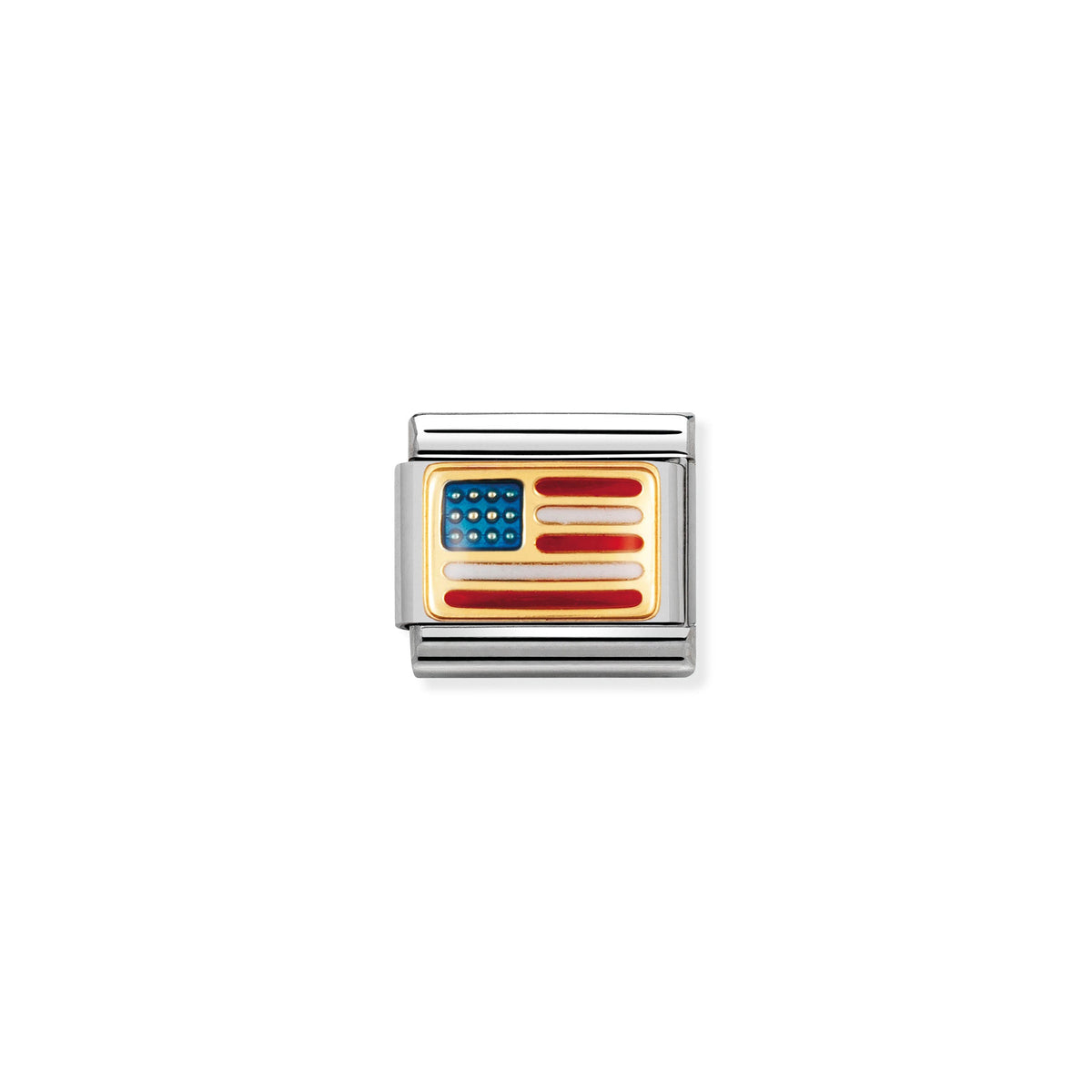 NOMINATION Composable Classic Link 030235/04 Usa Flag in 18ct Gold and Enamel