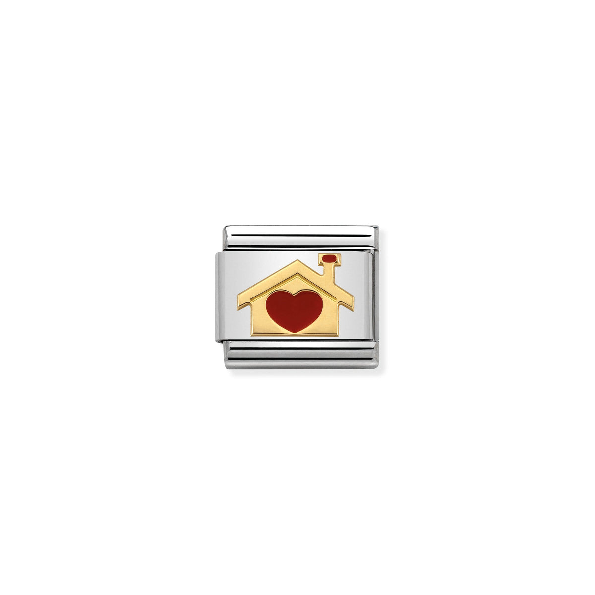 NOMINATION Composable Classic Link 030283/07 Home with Heart 18ct Gold and Enamel