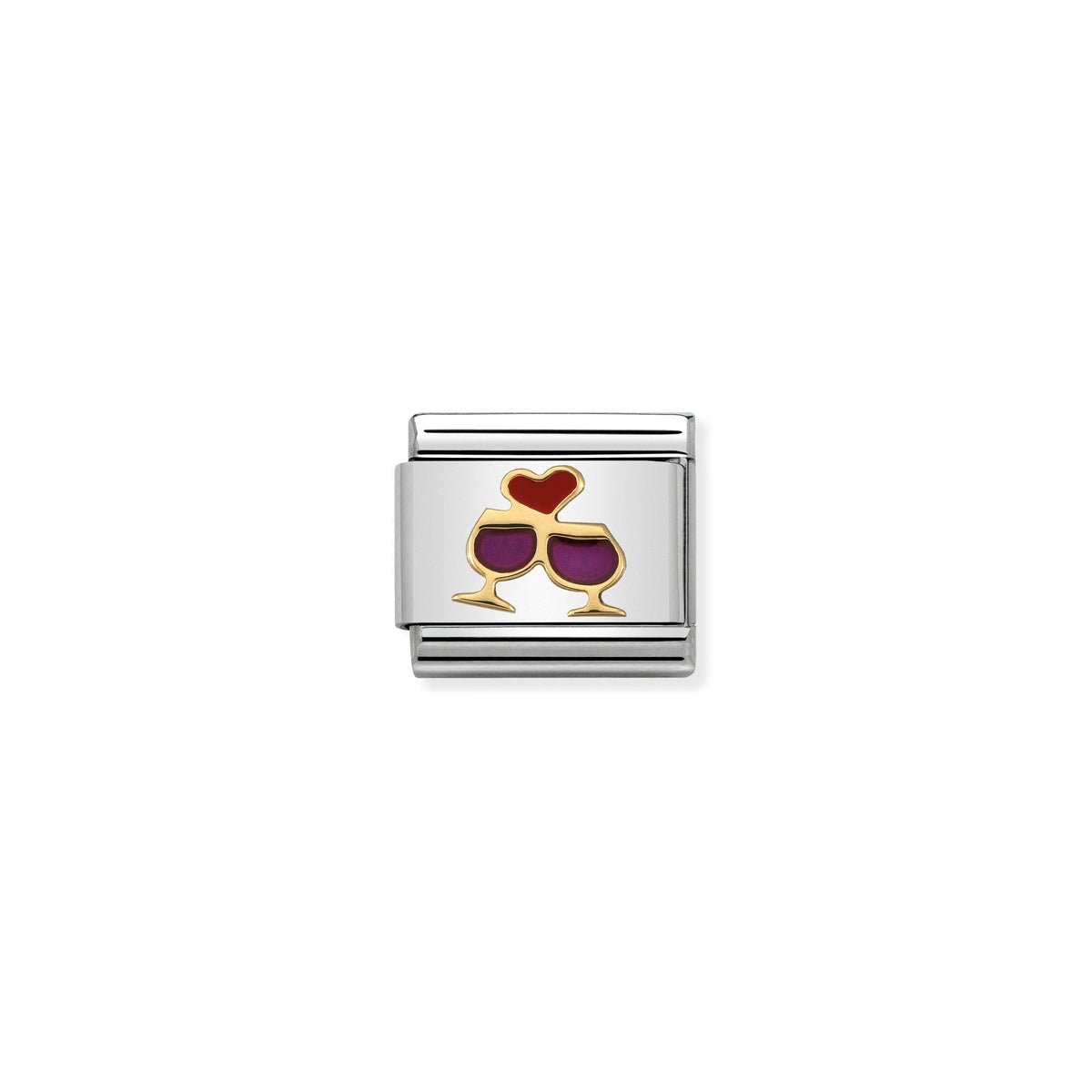 NOMINATION Composable Classic Link 030283/08 Glasses with Heart 18ct Gold and Enamel