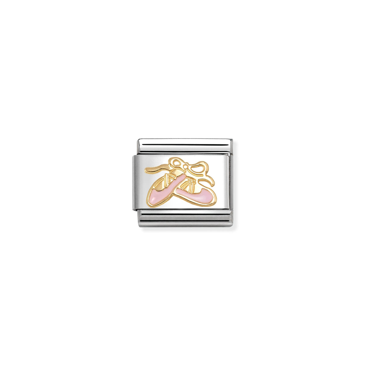 NOMINATION Composable Classic Link 030285/76 Ballet Shoe in 18ct Gold & Pink Enamel