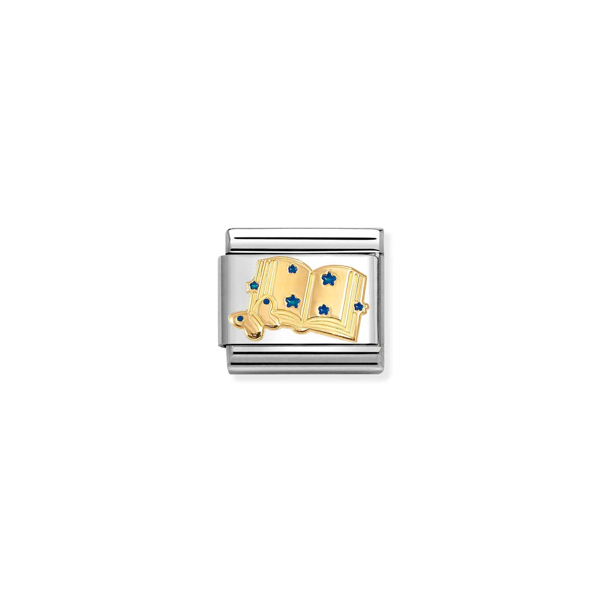 NOMINATION Composable Classic Link 030285/85 Book with Stars in 18ct Gold & Blue Enamel